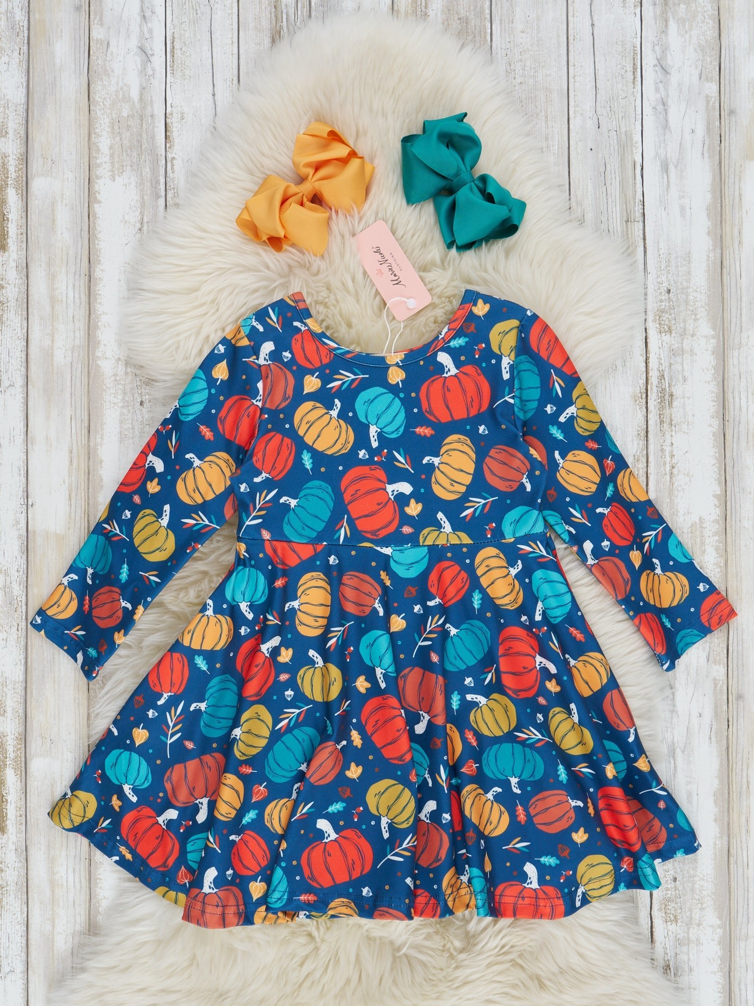 Bright Pumpkin Joy Swing Dress - Marie Nicole Clothing