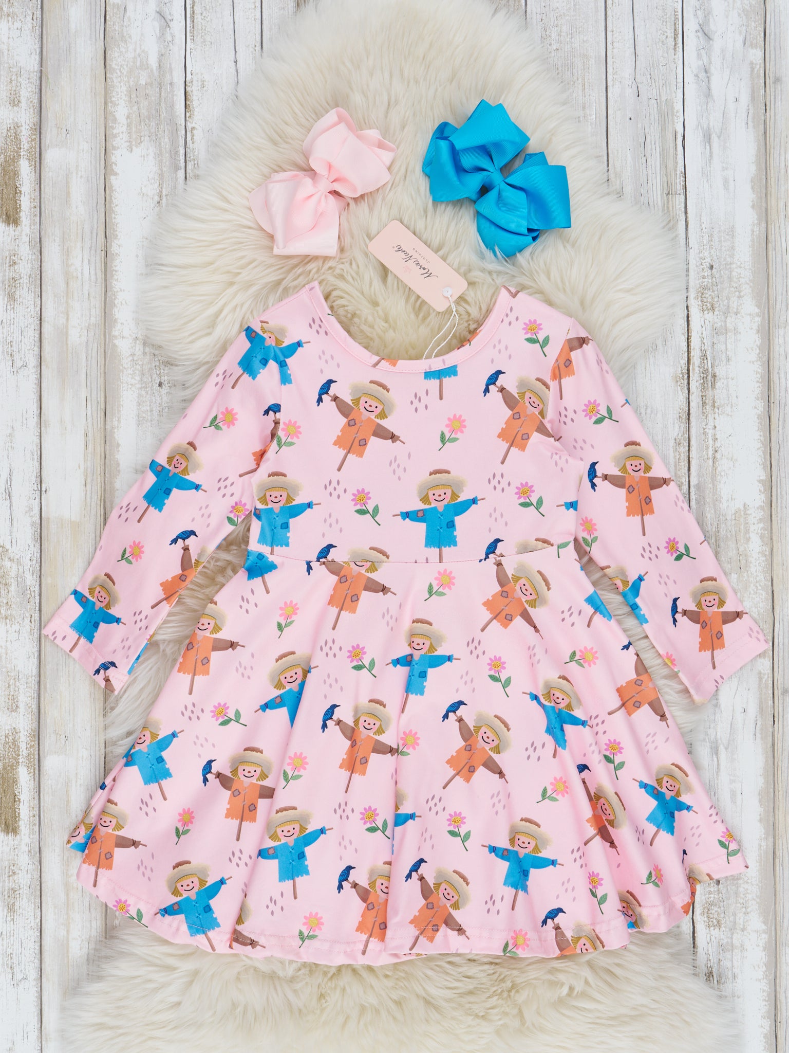 Pink Scarecrow Floral Swing Dress - Marie Nicole Clothing