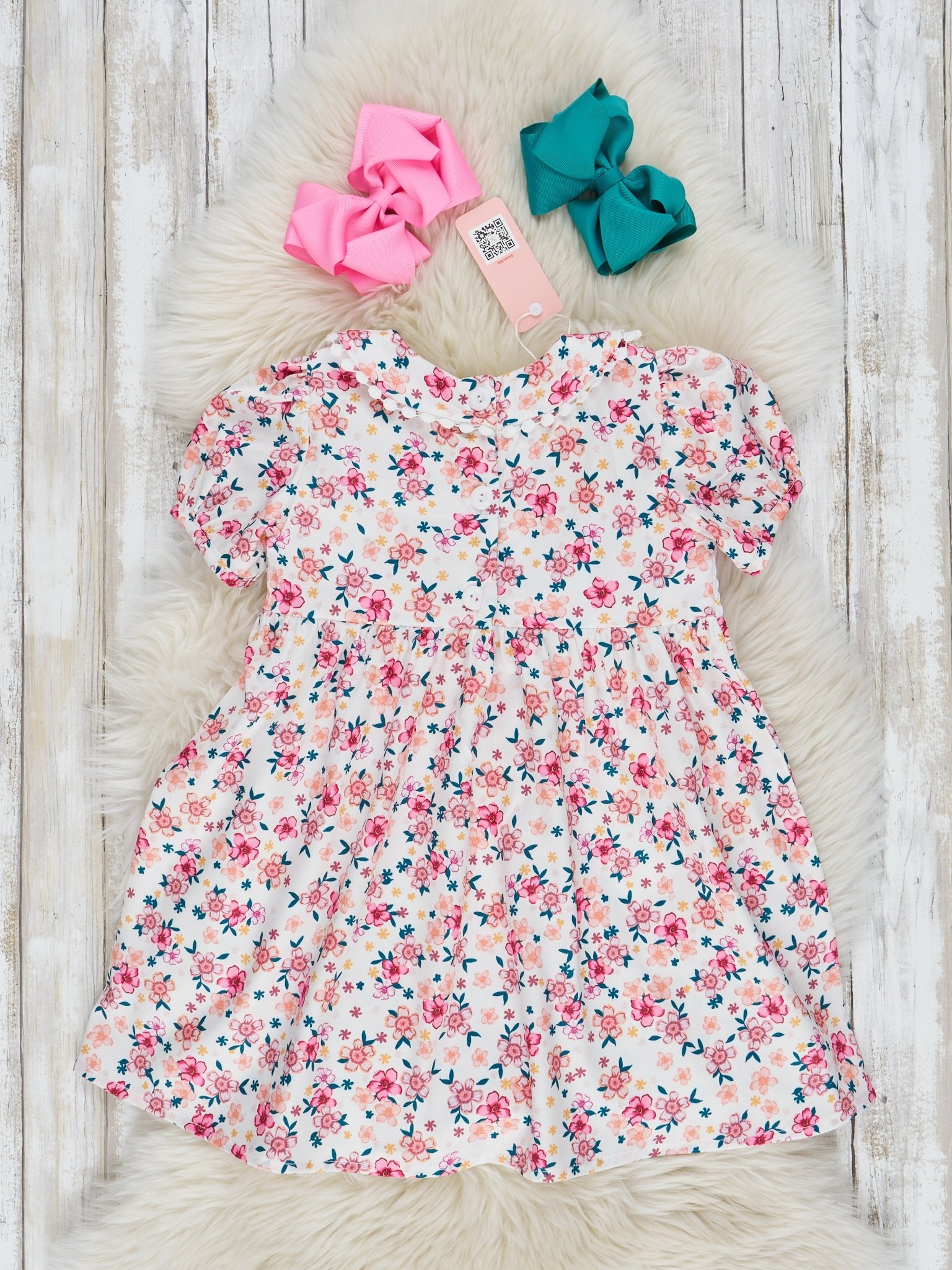 Pink & Yellow Ditsy Flower Smocked Dress - Marie Nicole Clothing