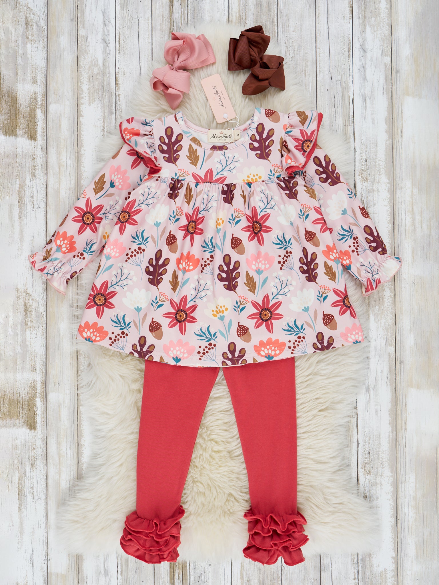Ruby Floral Ruffle Outfit - Marie Nicole Clothing