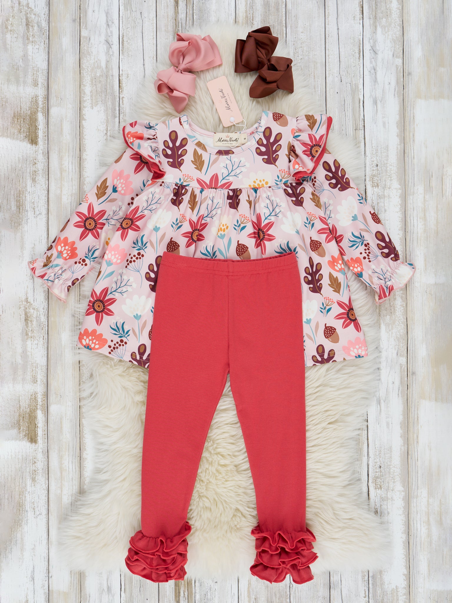 Ruby Floral Ruffle Outfit - Marie Nicole Clothing