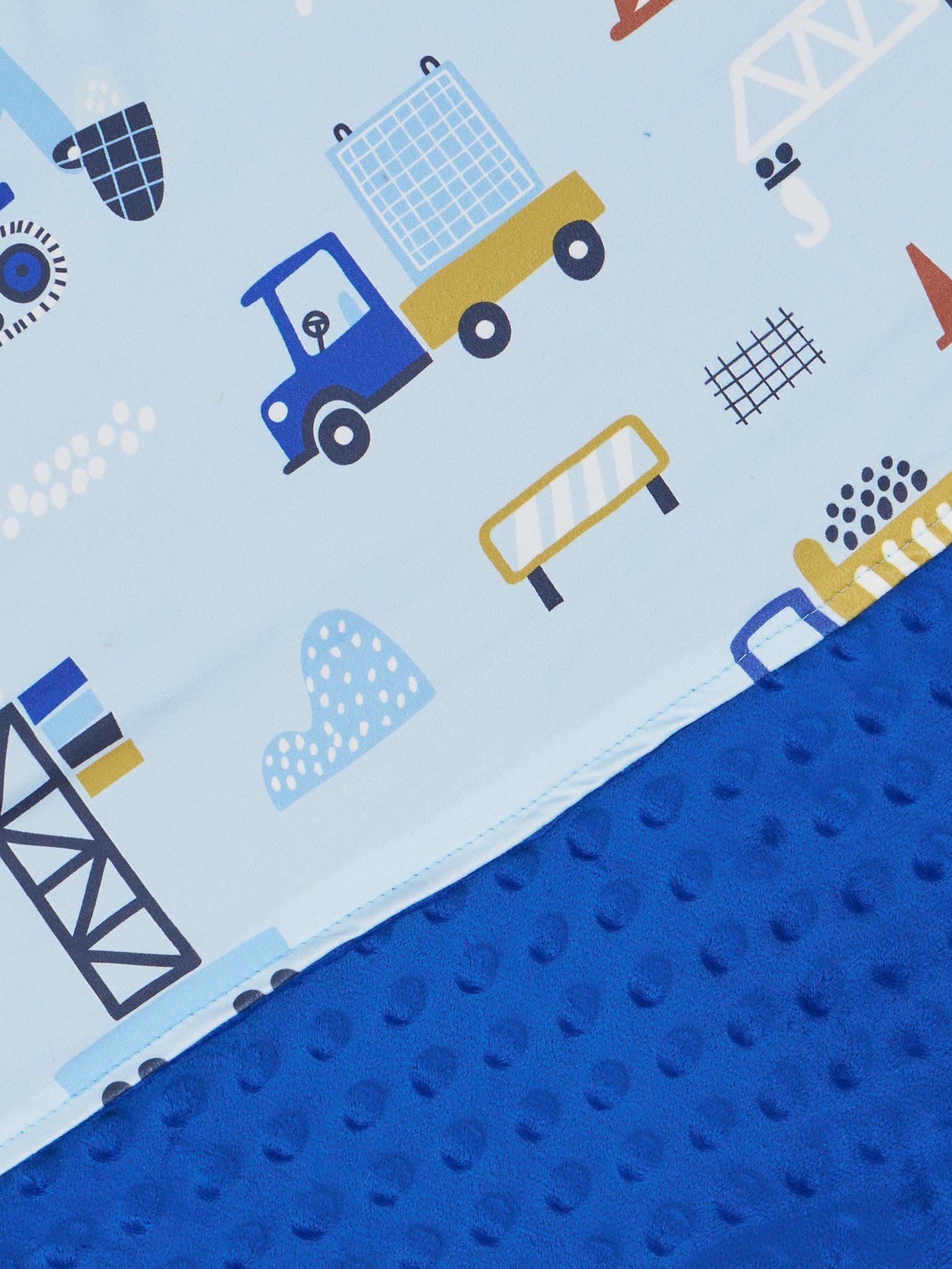 Yellow & Blue Construction Site Minky Blanket - Marie Nicole Clothing