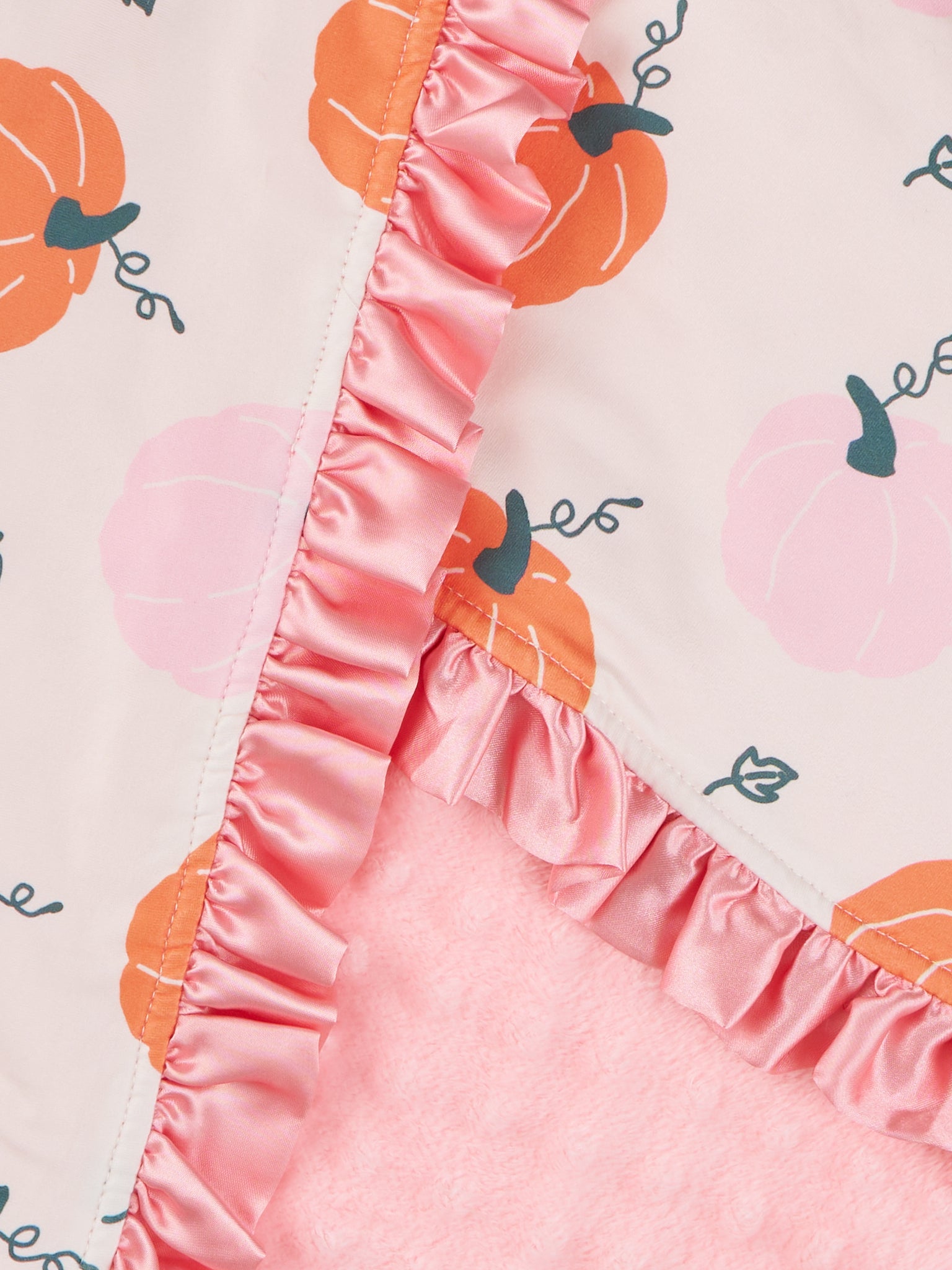Pink & Orange Sweet Gourds Ruffle Minky Blanket - Marie Nicole Clothing