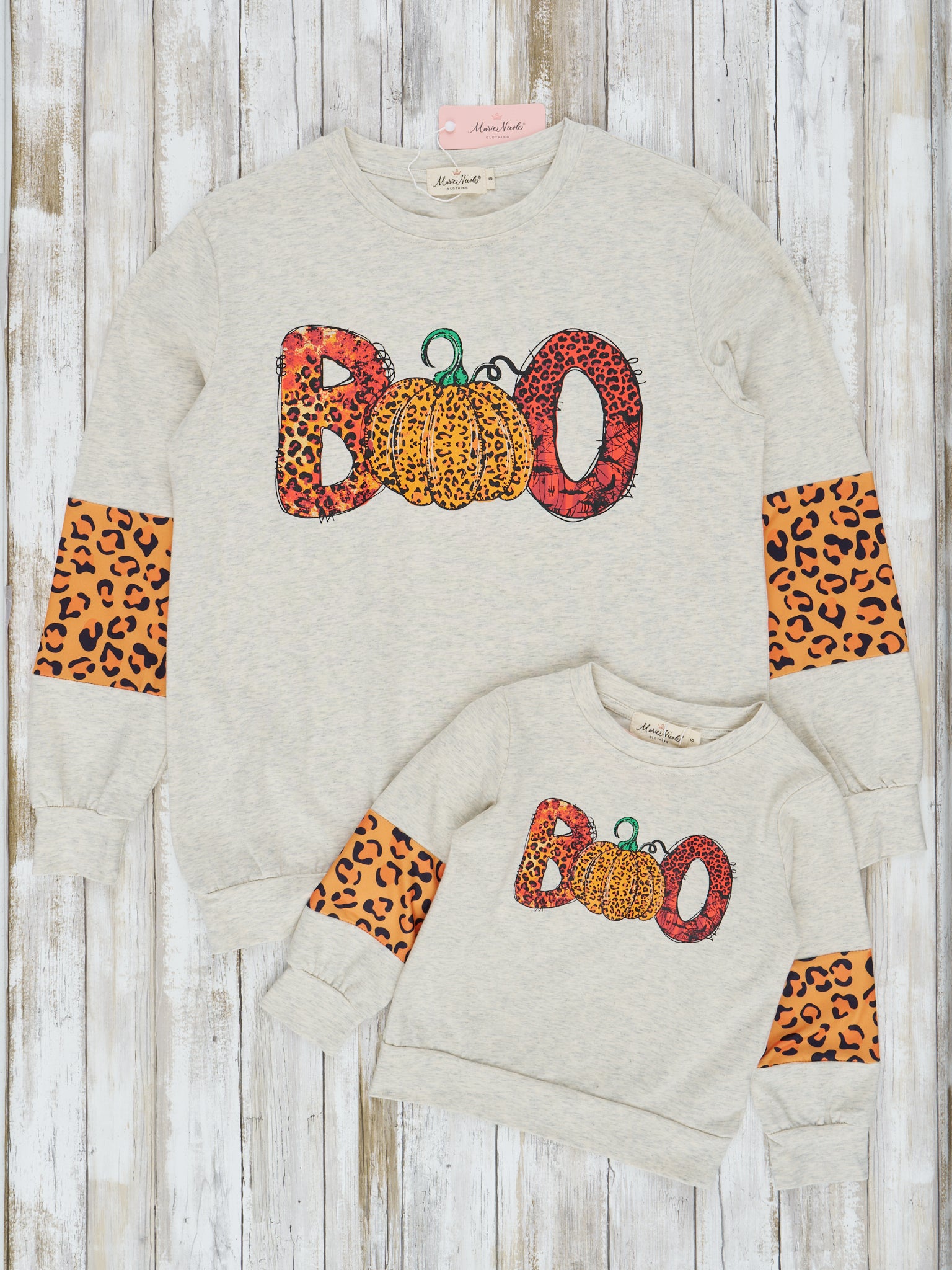 Mom & Me Leopard "Boo" Crewneck - Marie Nicole Clothing