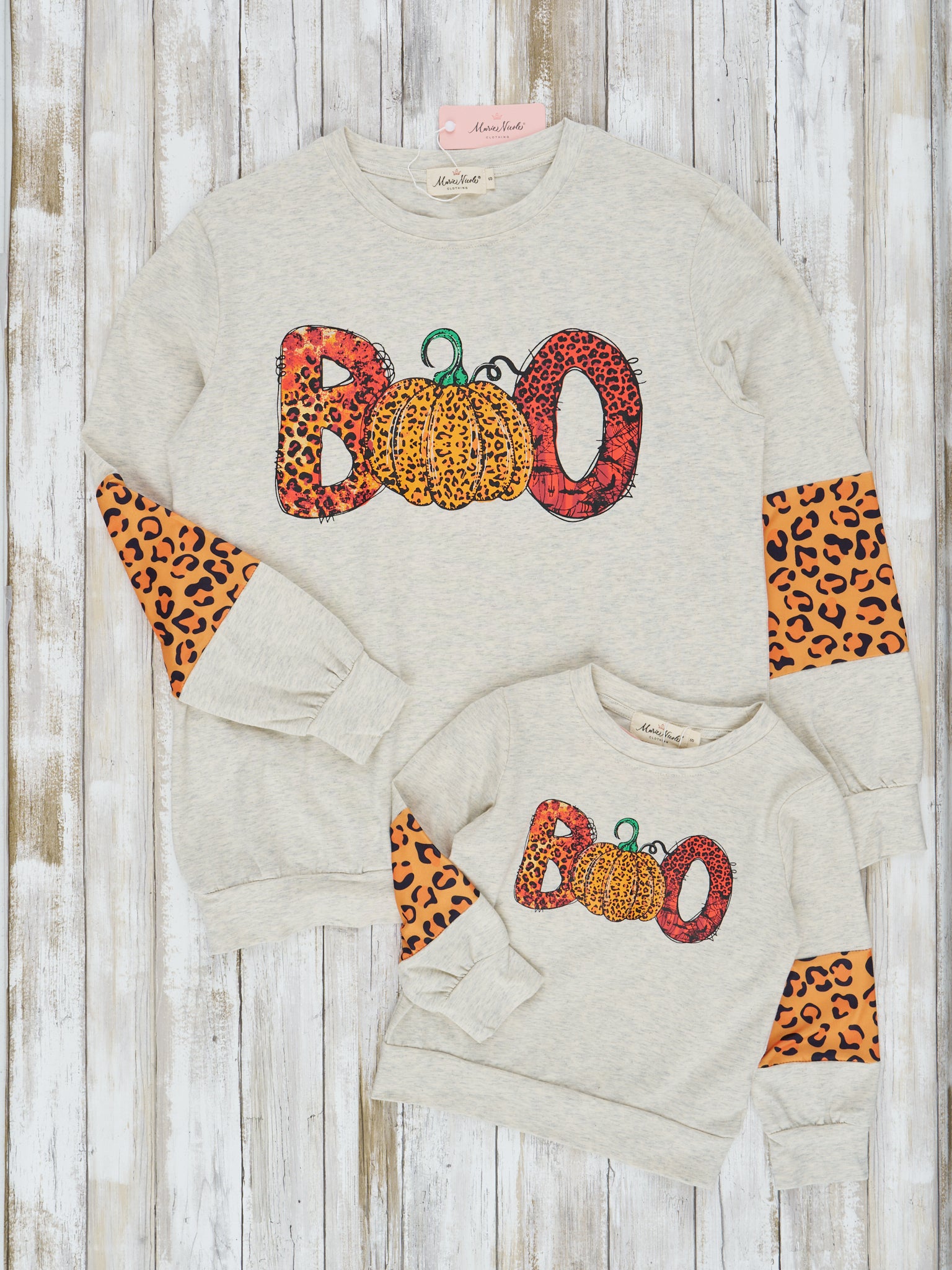 Mom & Me Leopard "Boo" Crewneck - Marie Nicole Clothing