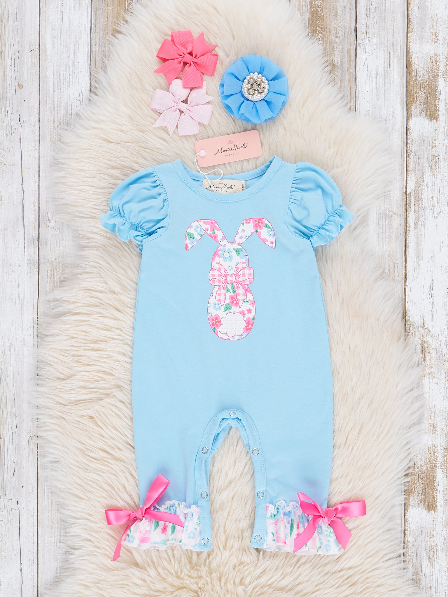 Bright Buttercups Bunny Romper - Marie Nicole Clothing