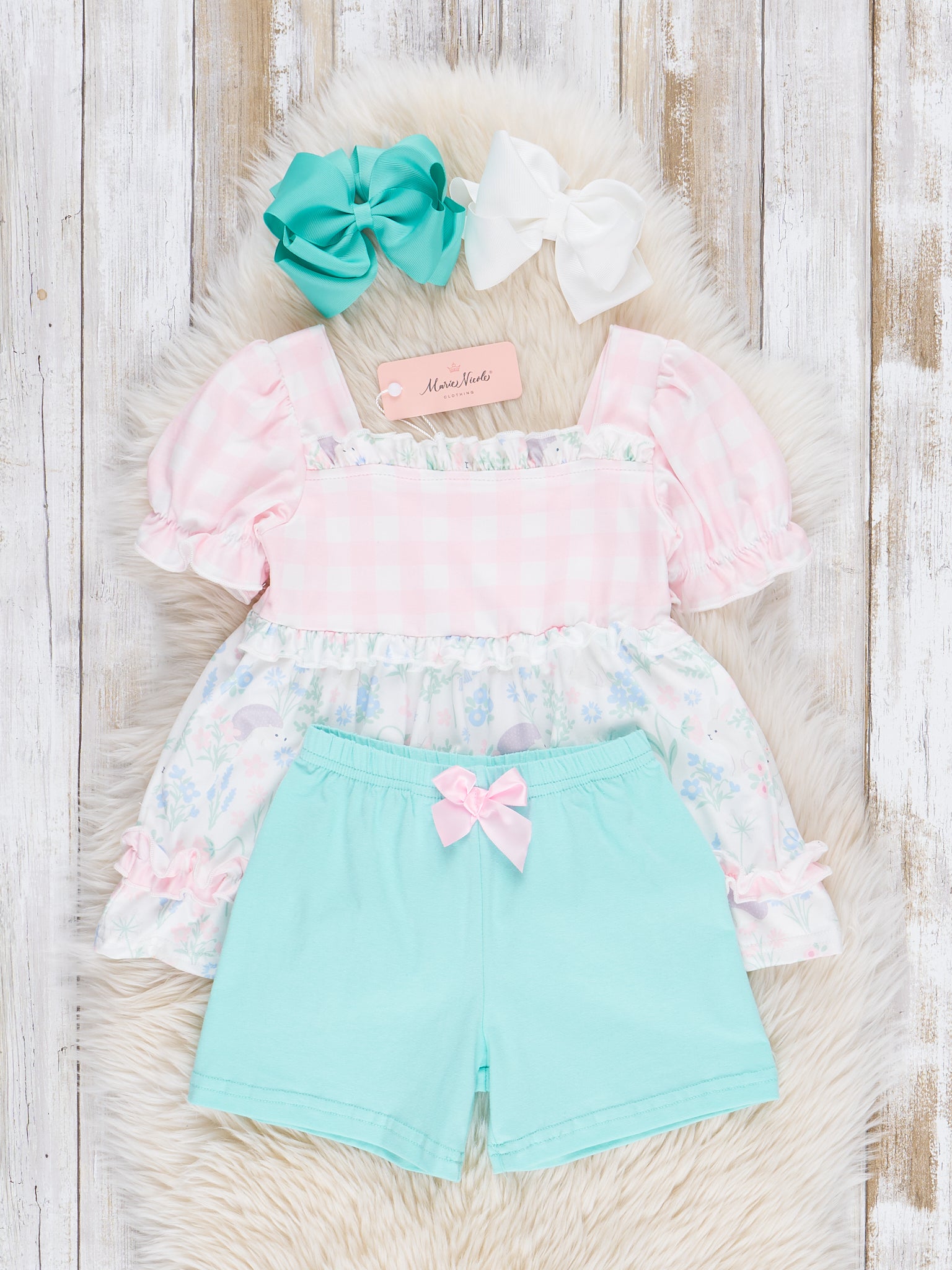 Teal Garden Ruffle Outfit - Marie Nicole Clothing
