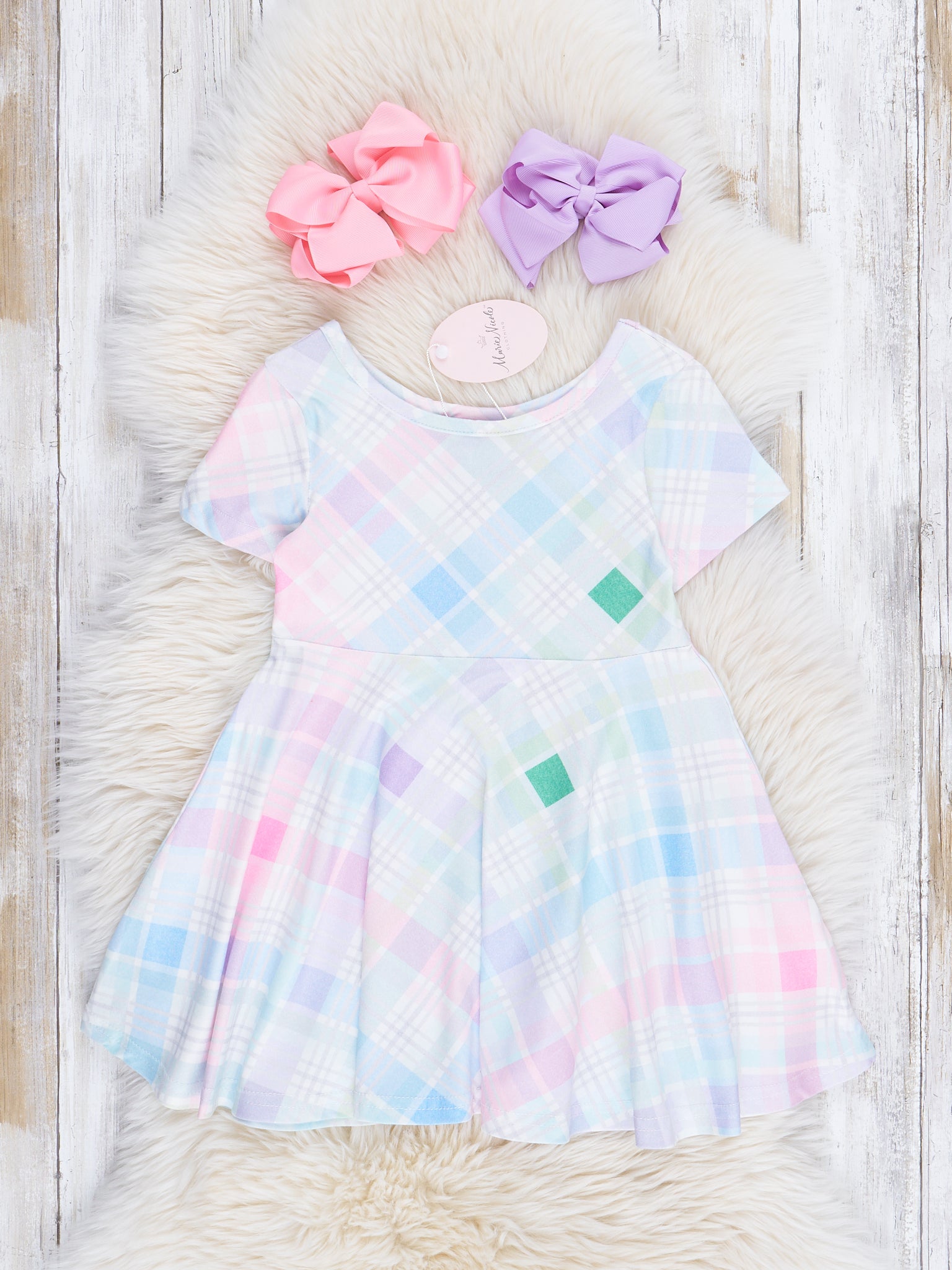 Spring Plaid Swing Dress - Marie Nicole Clothing