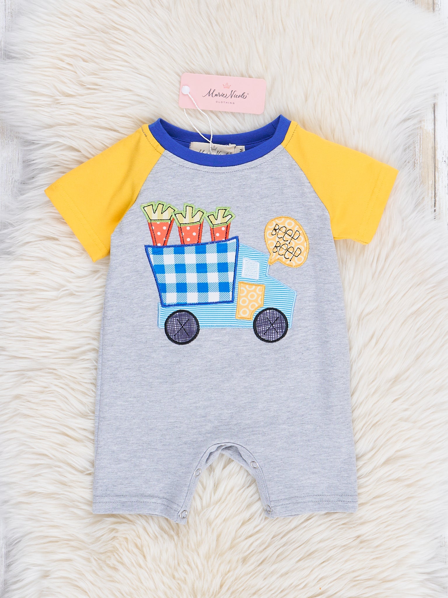 Carrot Truck Raglan Romper - Marie Nicole Clothing