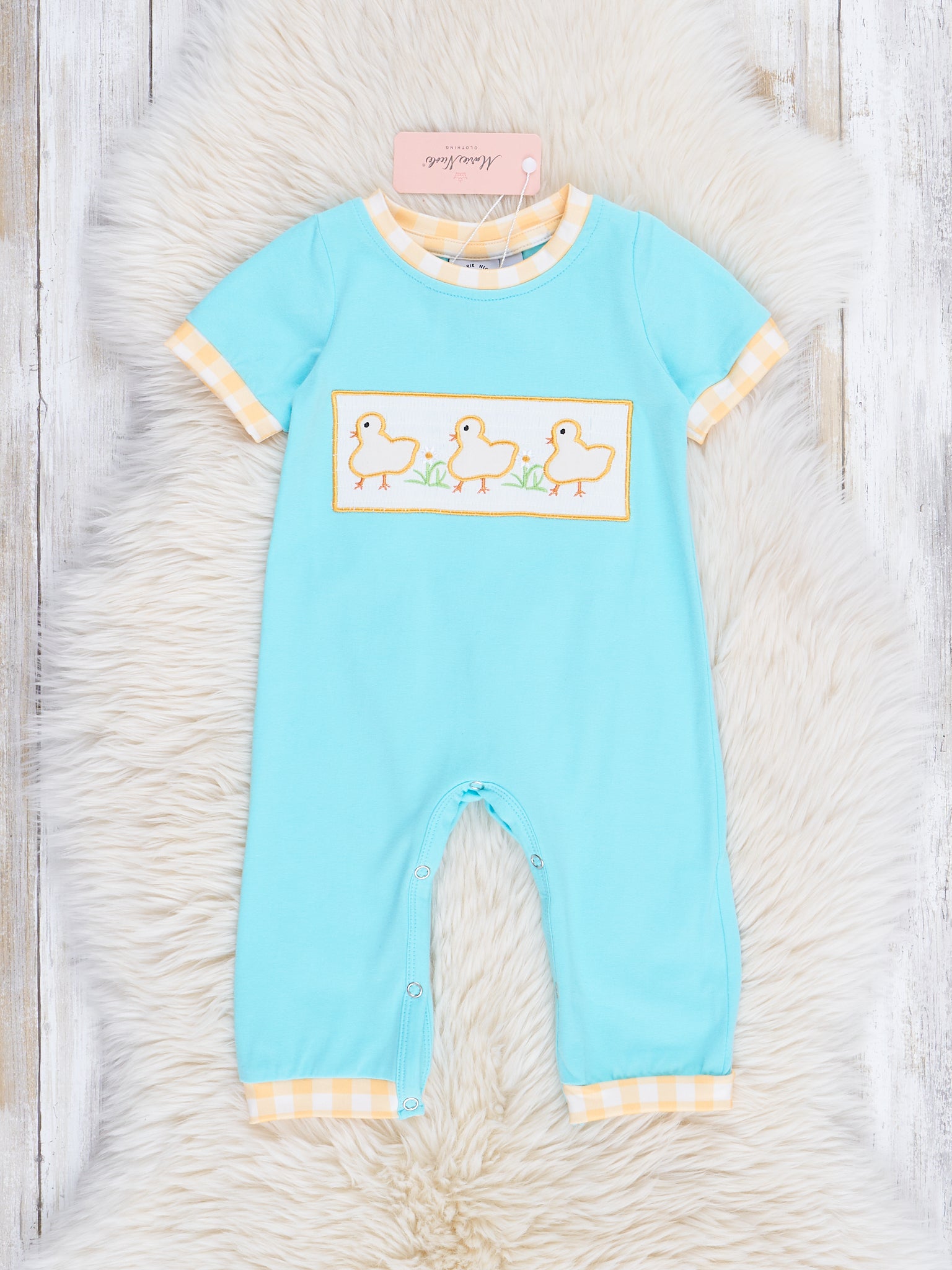 Yellow Gingham Chick Romper - Marie Nicole Clothing