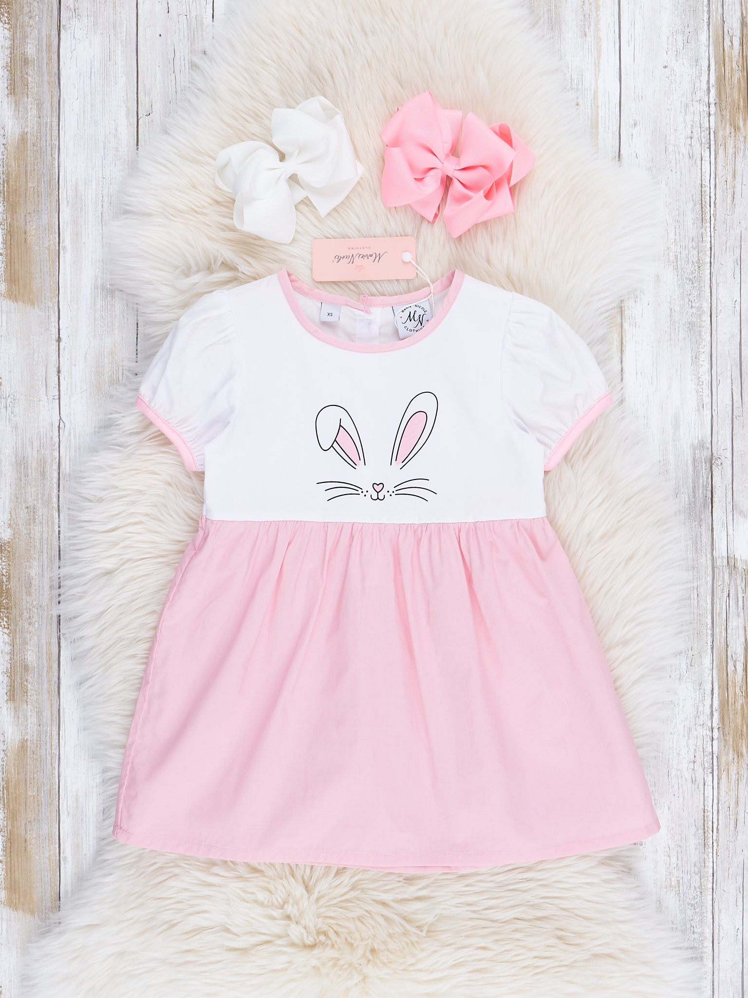 Rose Pink Bunny Dress - Marie Nicole Clothing
