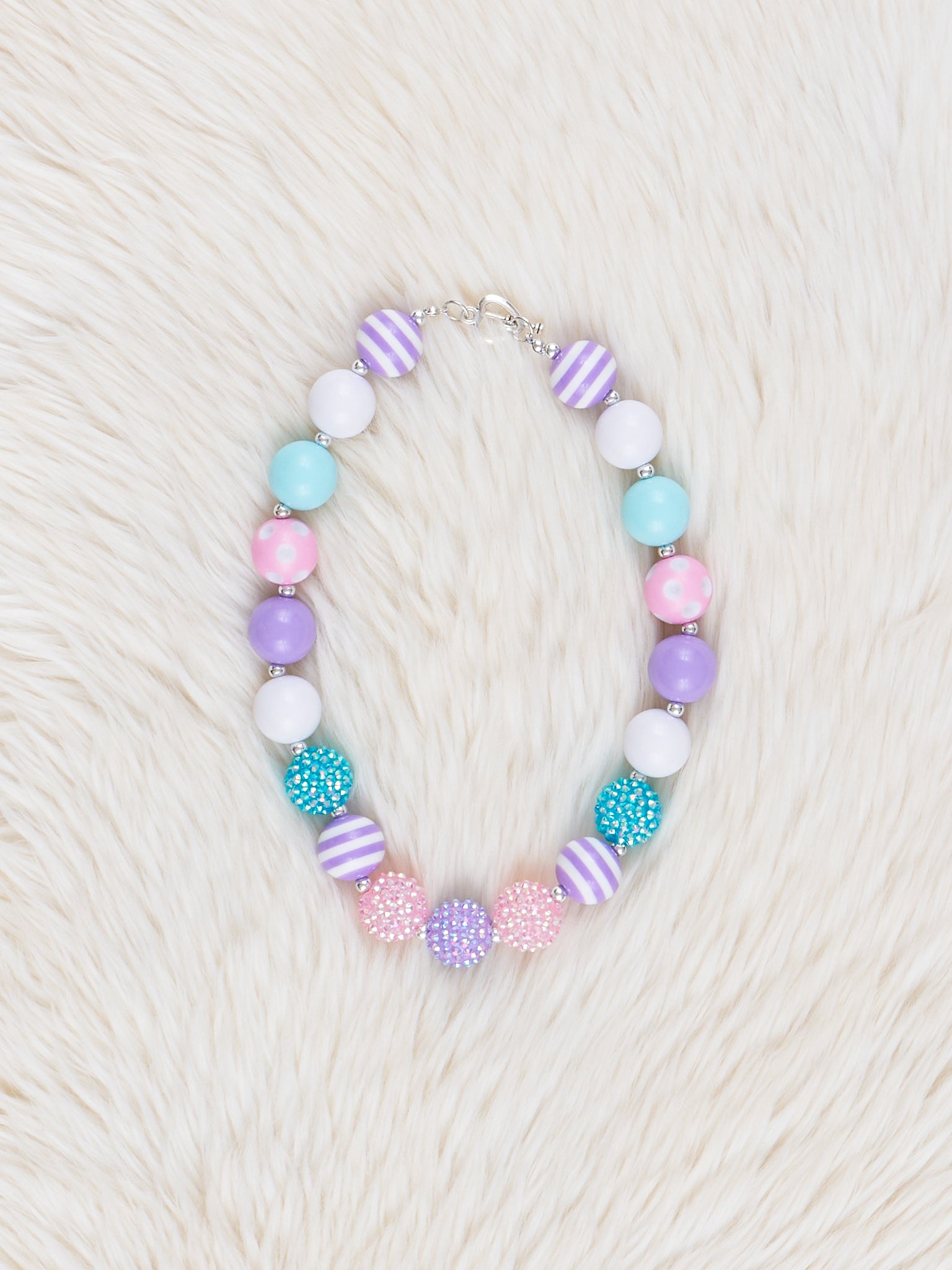 Purple Striped Bubblegum Necklace - Marie Nicole Clothing