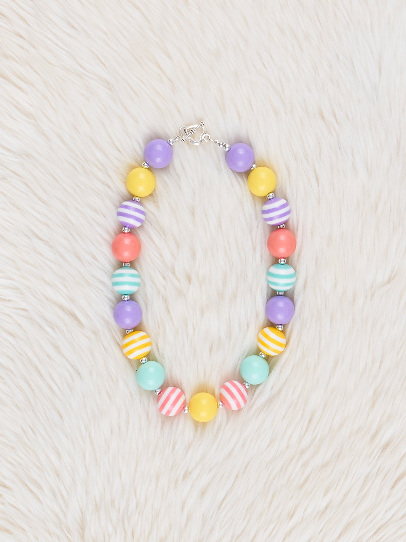 Striped Spring Bubblegum Necklace - Marie Nicole Clothing