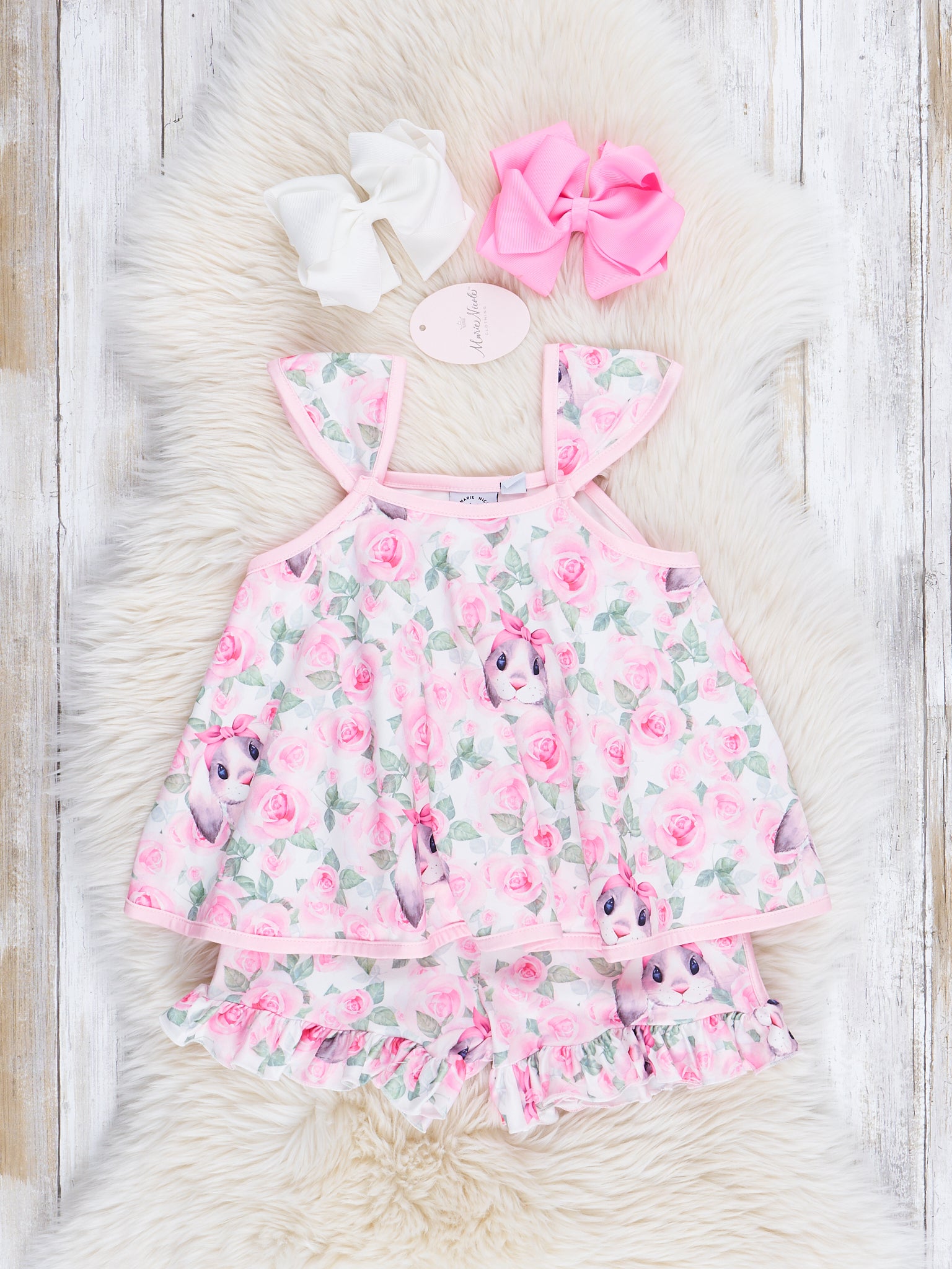 Bright Rose Bunny Tank Outfit - Marie Nicole Clothing