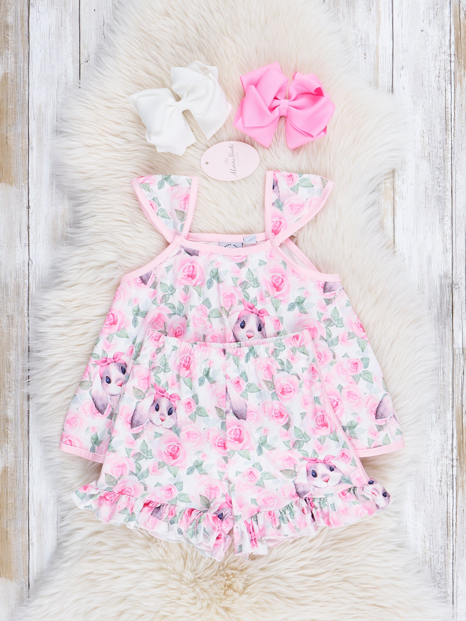 Bright Rose Bunny Tank Outfit - Marie Nicole Clothing