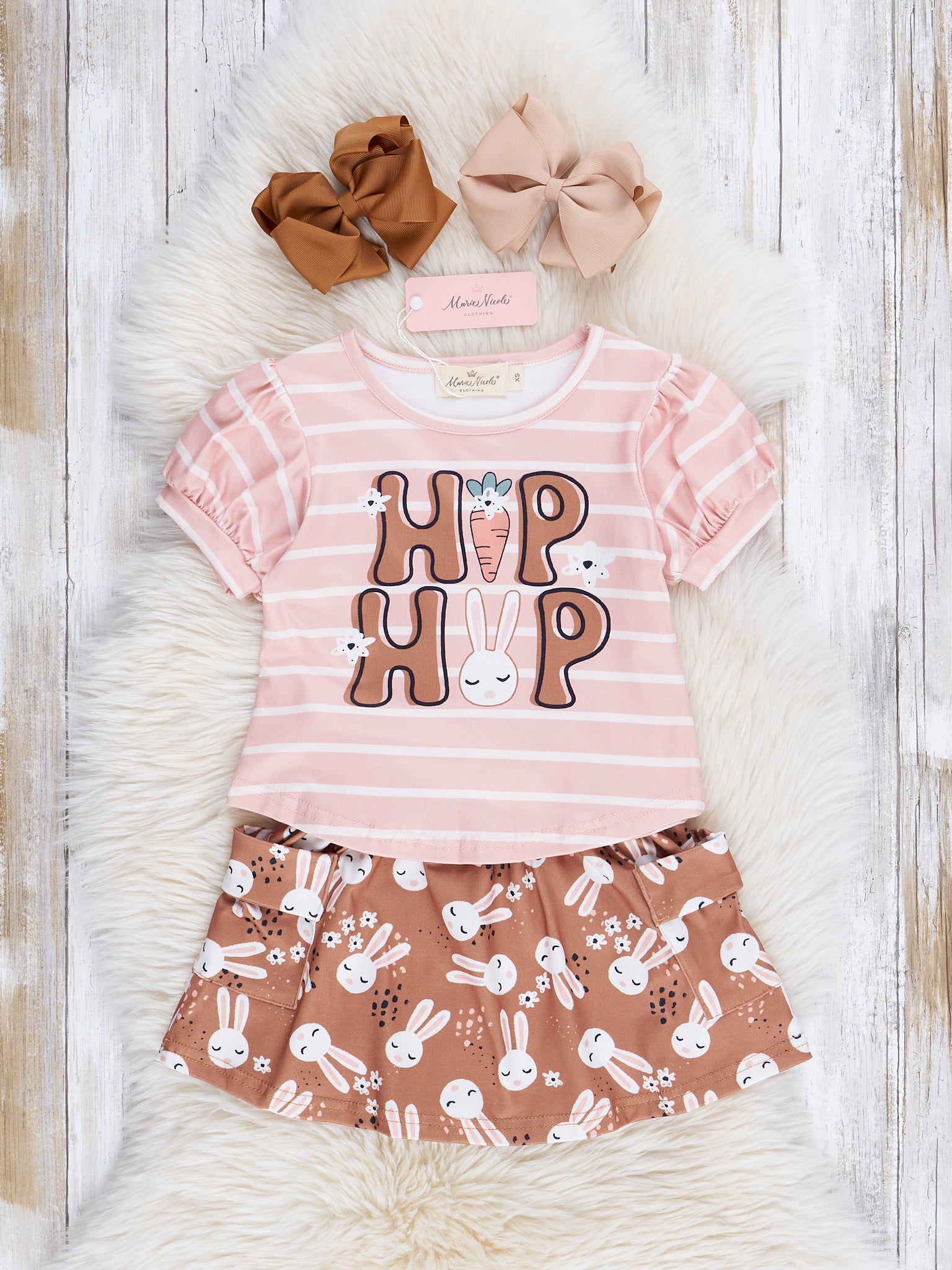 Striped "Hip Hop" Top & Bunny Skirt Outfit - Marie Nicole Clothing