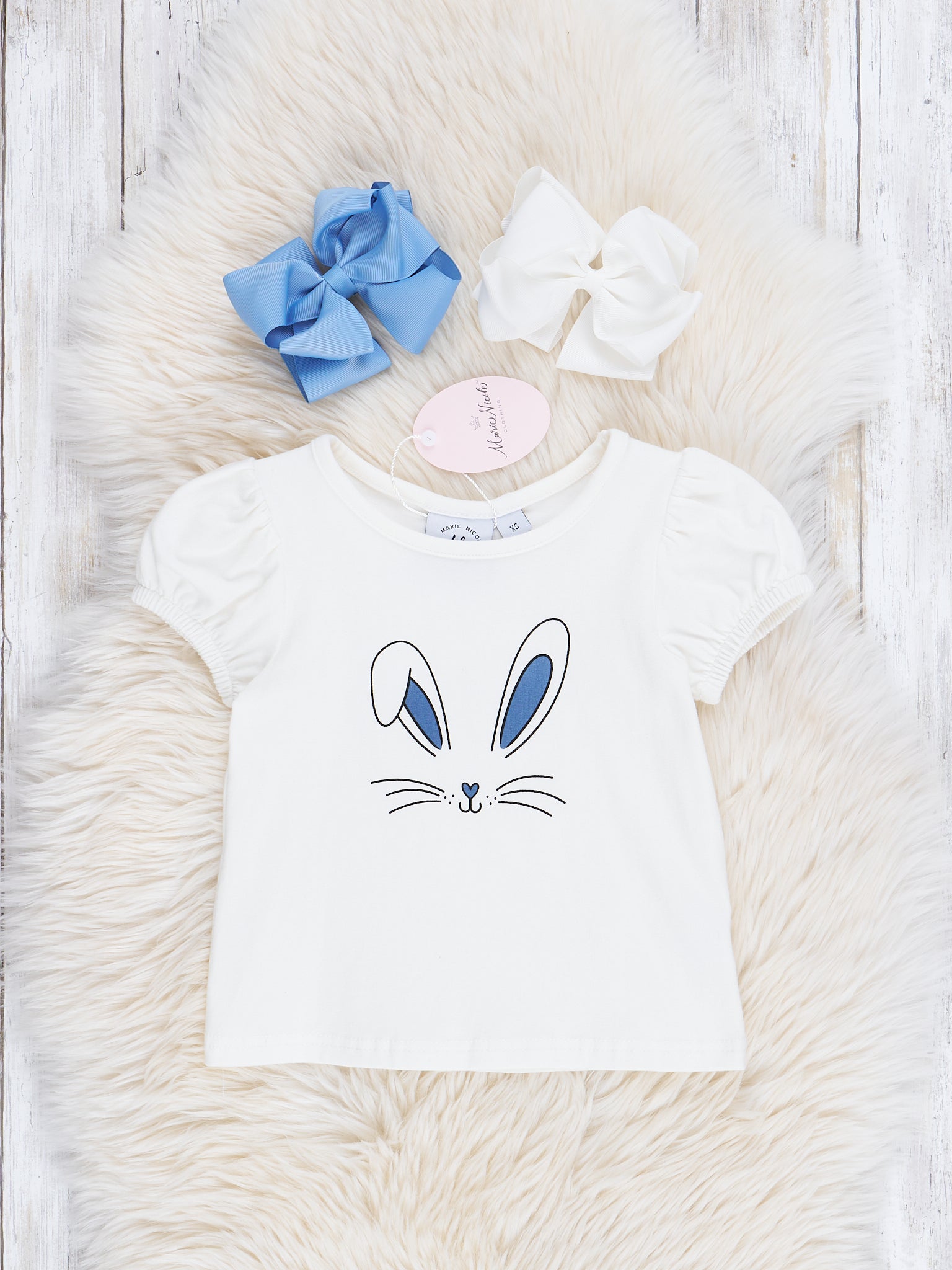 Chambray Bunny Ruffle Overall Set - Marie Nicole Clothing