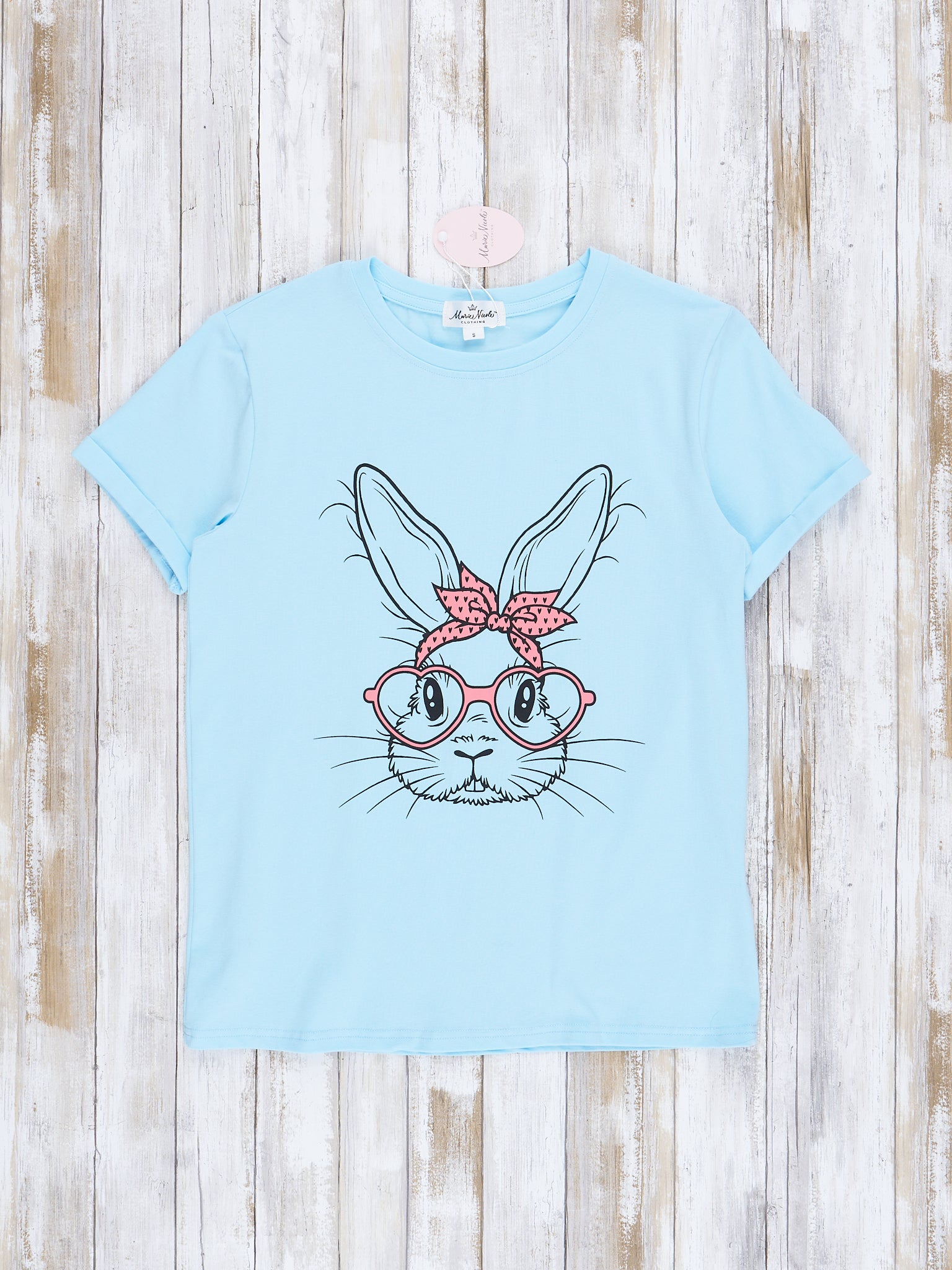 Mom & Me Baby Blue Bandana Bunny Shirt - Marie Nicole Clothing