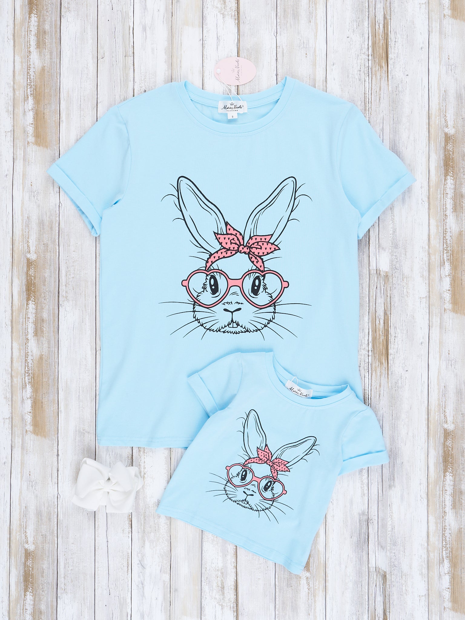Mom & Me Baby Blue Bandana Bunny Shirt - Marie Nicole Clothing