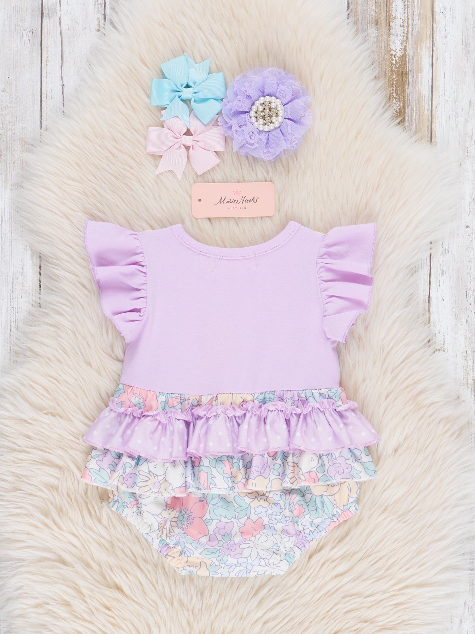 Orchid Garden Ruffle Bubble Romper - Marie Nicole Clothing