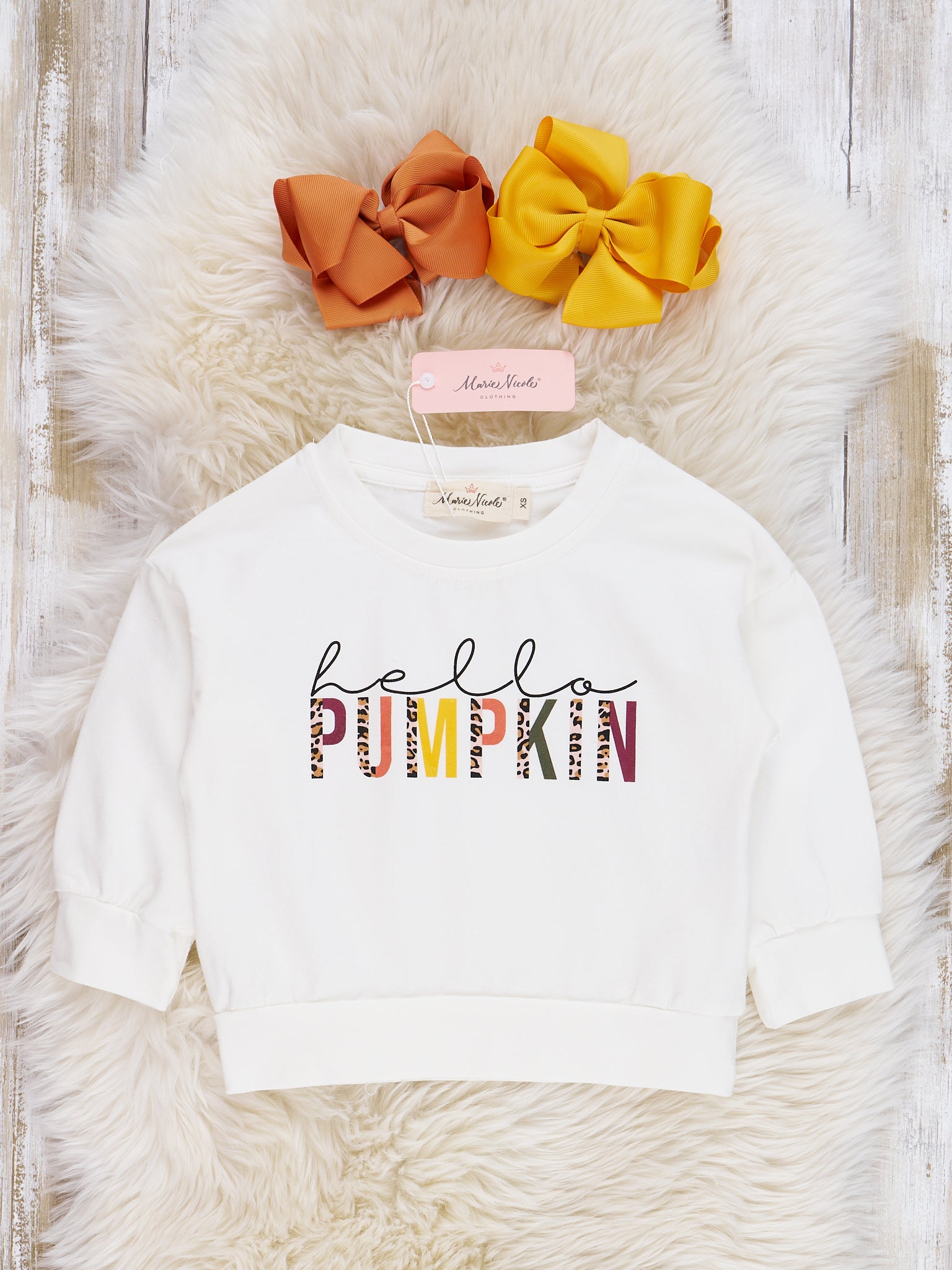 Mom & Me White "Hello Pumpkin" Crew Neck - Marie Nicole Clothing