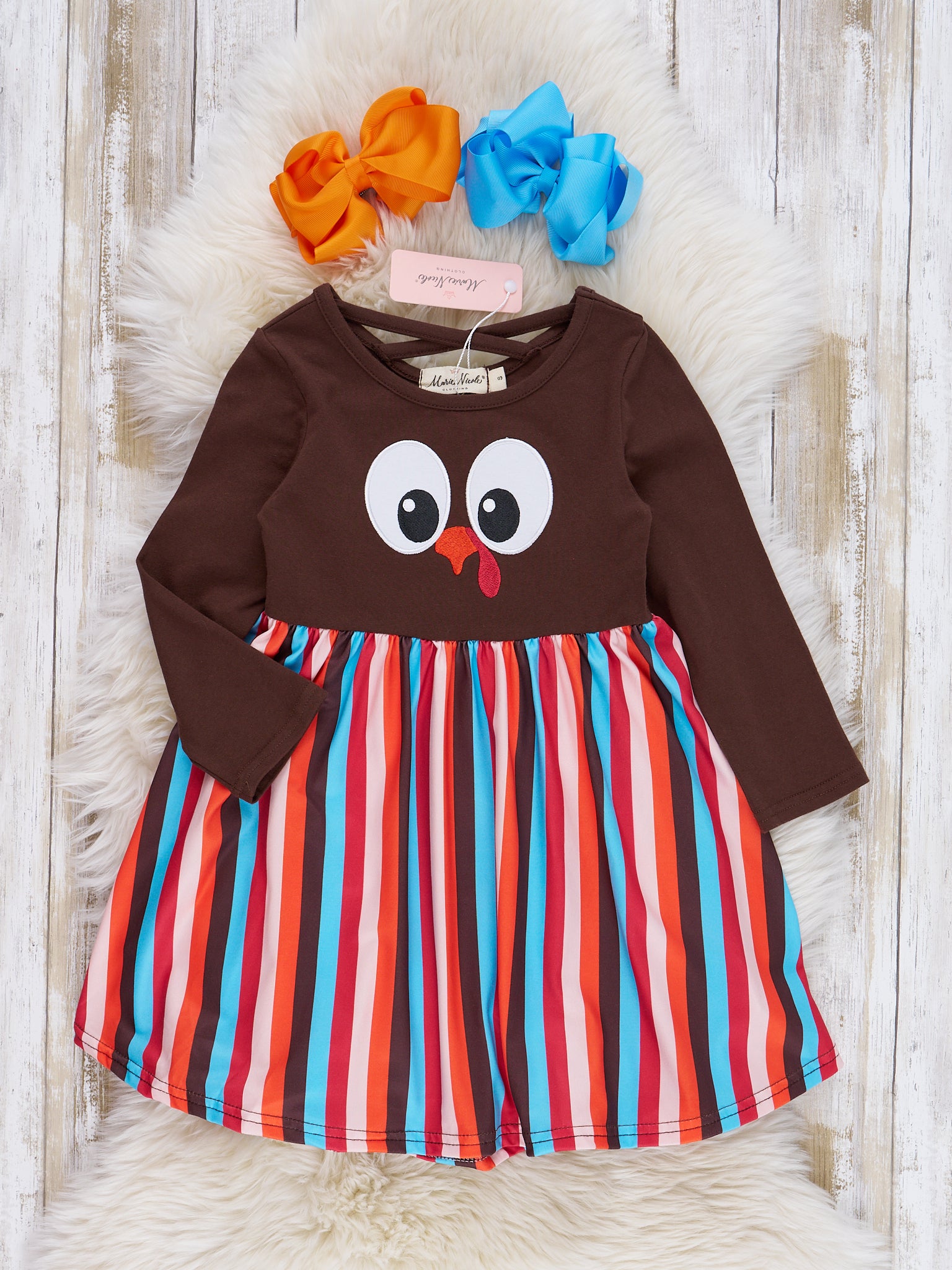 Brown Turkey Stripes Dress - Marie Nicole Clothing