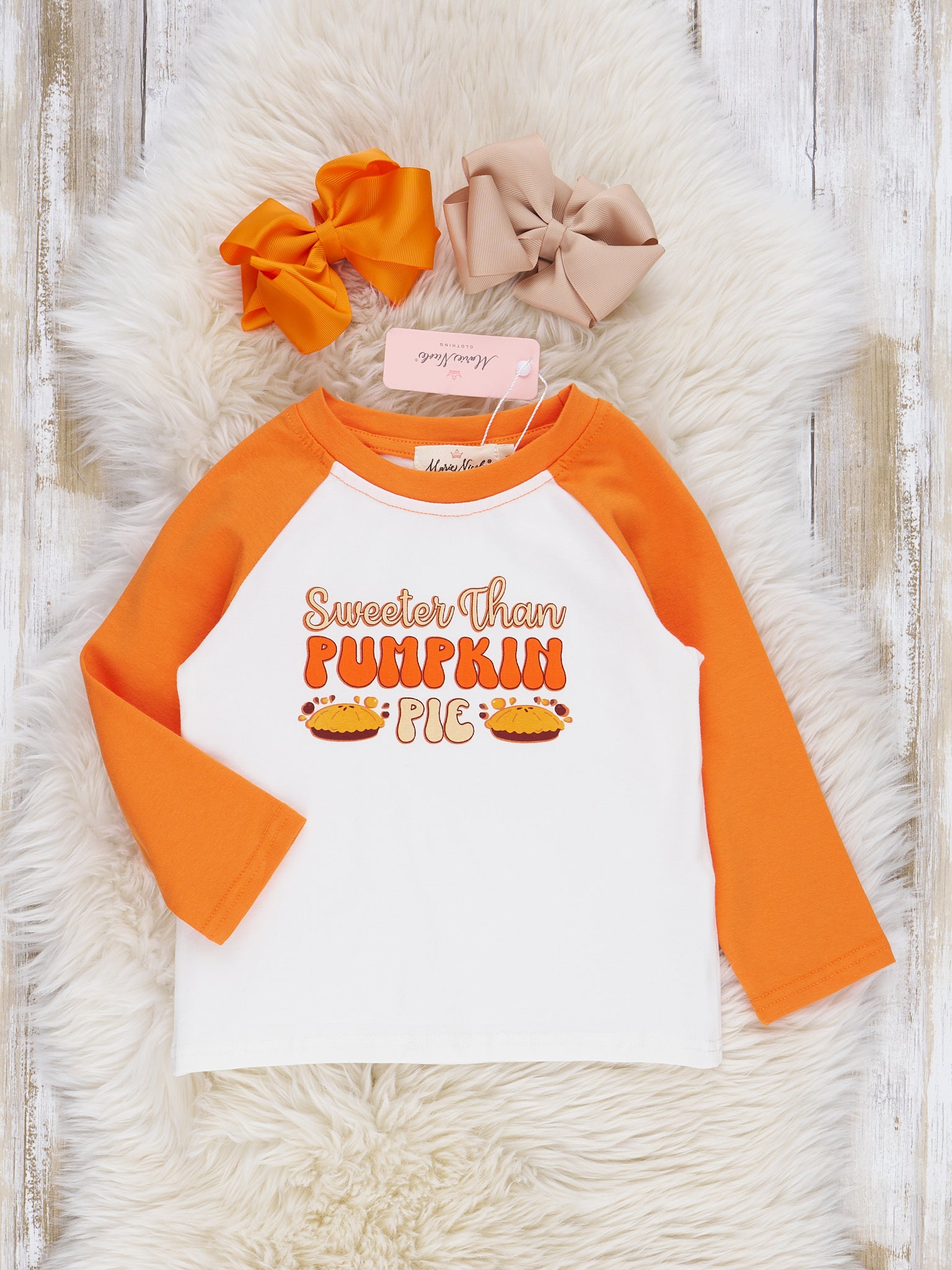 Orange Sweet Pumpkin Pie Raglan Shirt - Marie Nicole Clothing
