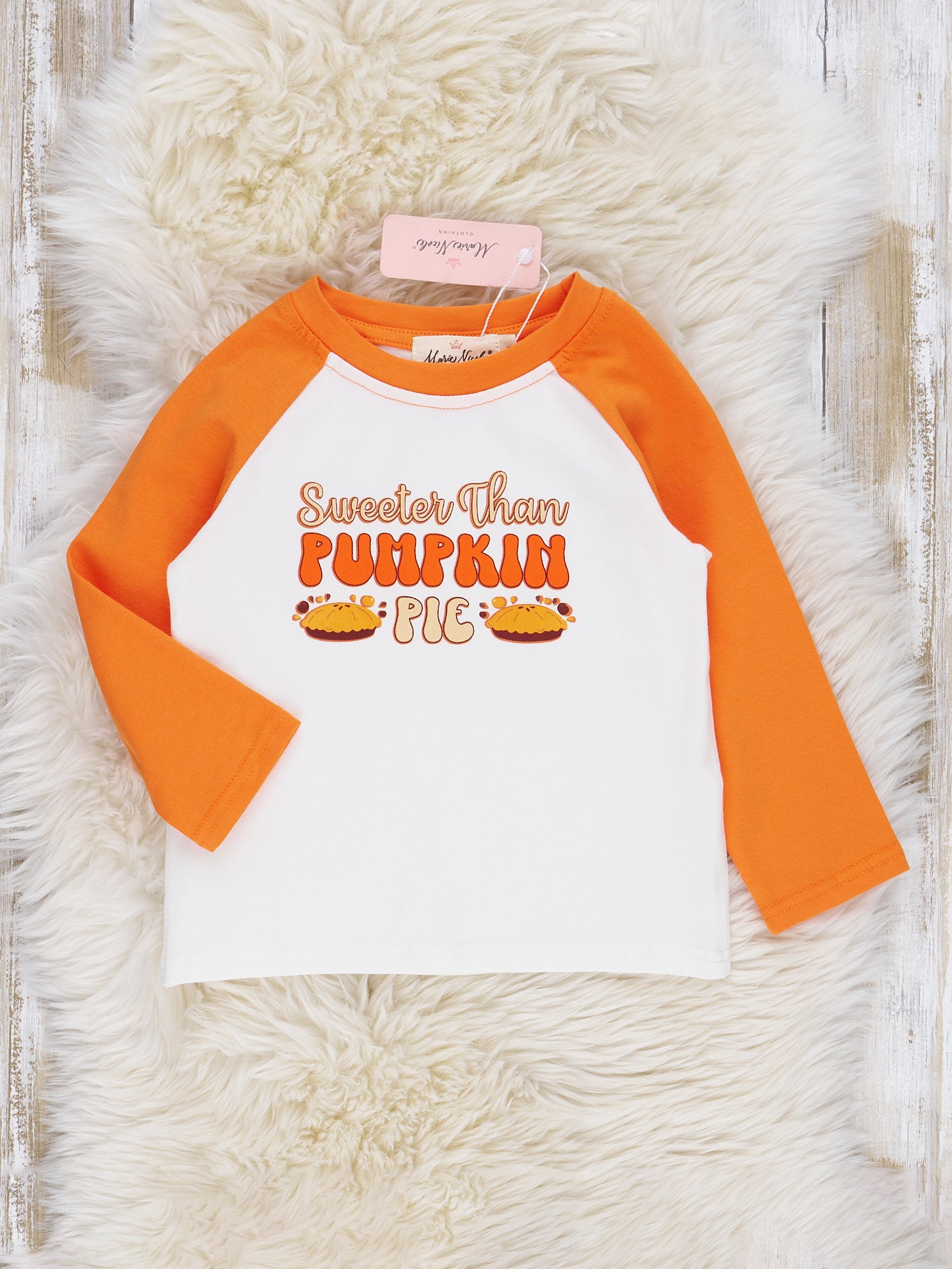 Orange Sweet Pumpkin Pie Raglan Shirt - Marie Nicole Clothing