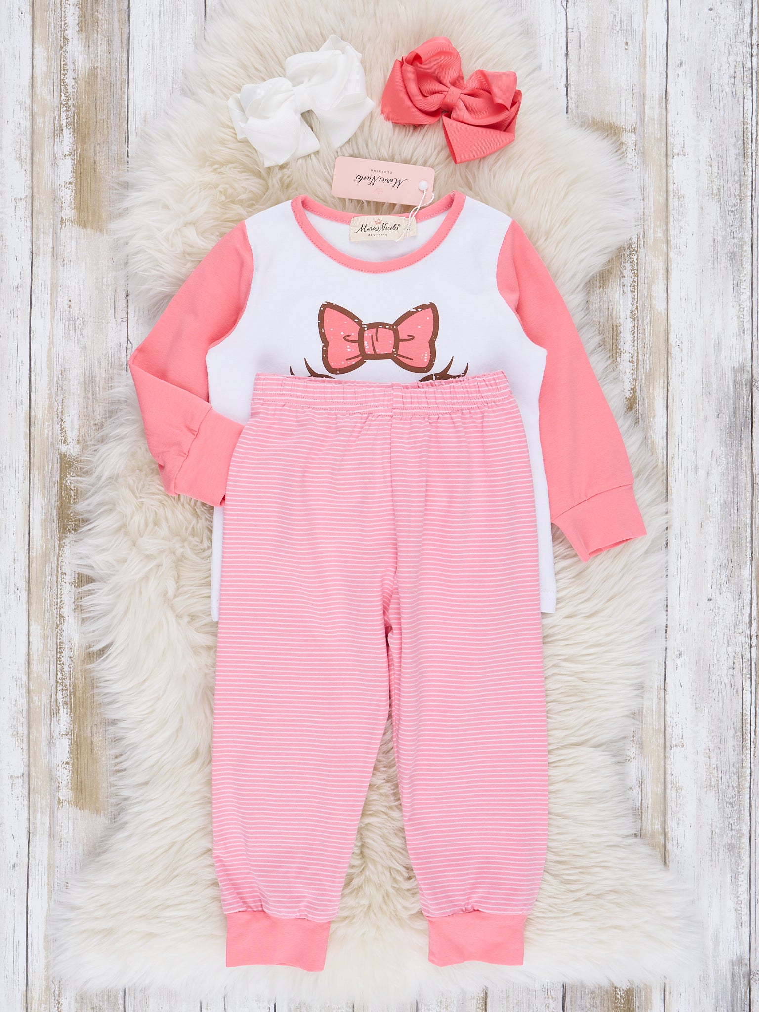Pink & White Turkey Pajamas - Marie Nicole Clothing