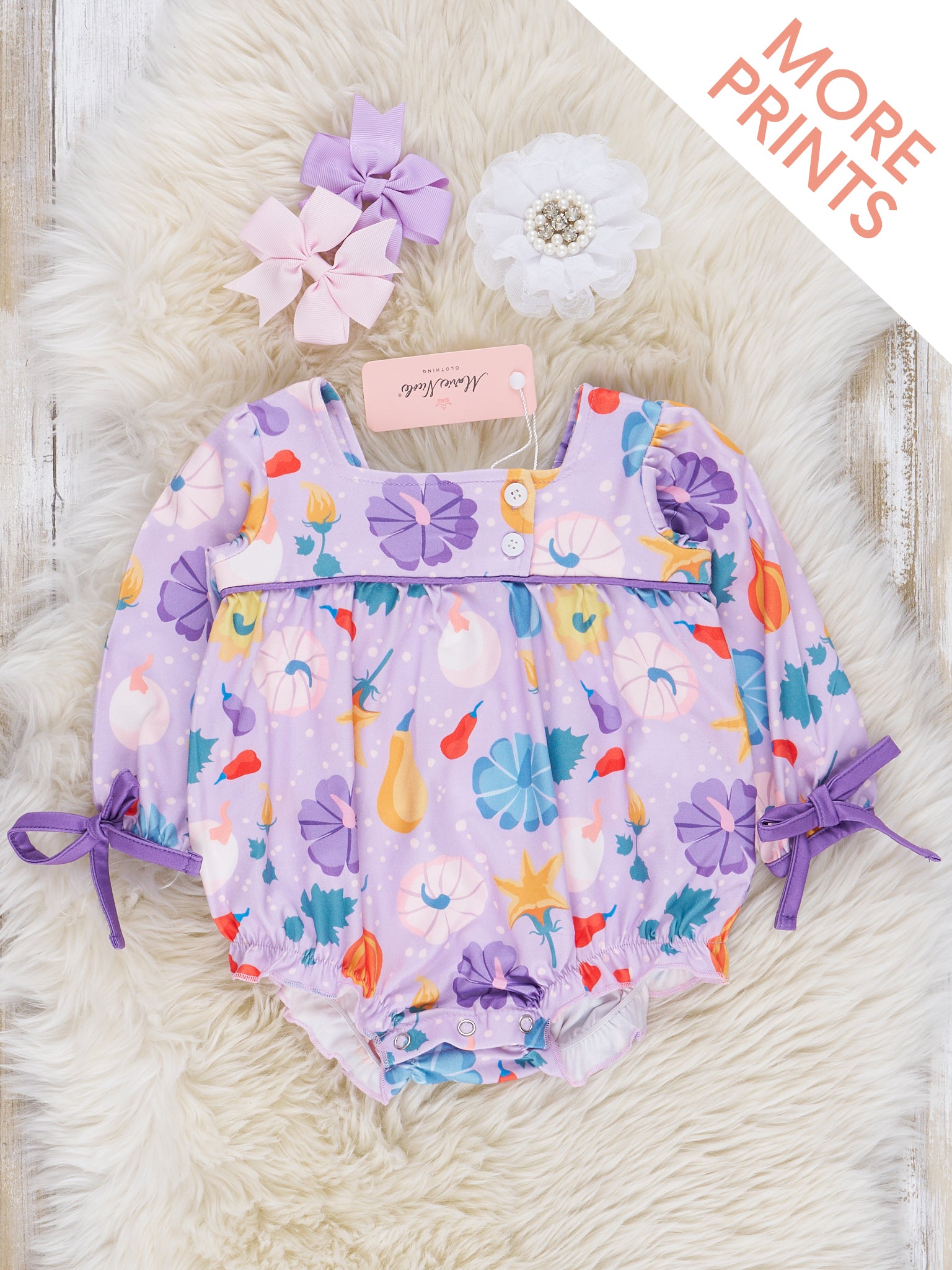 Bow Sleeve Pumpkins Romper - Marie Nicole Clothing