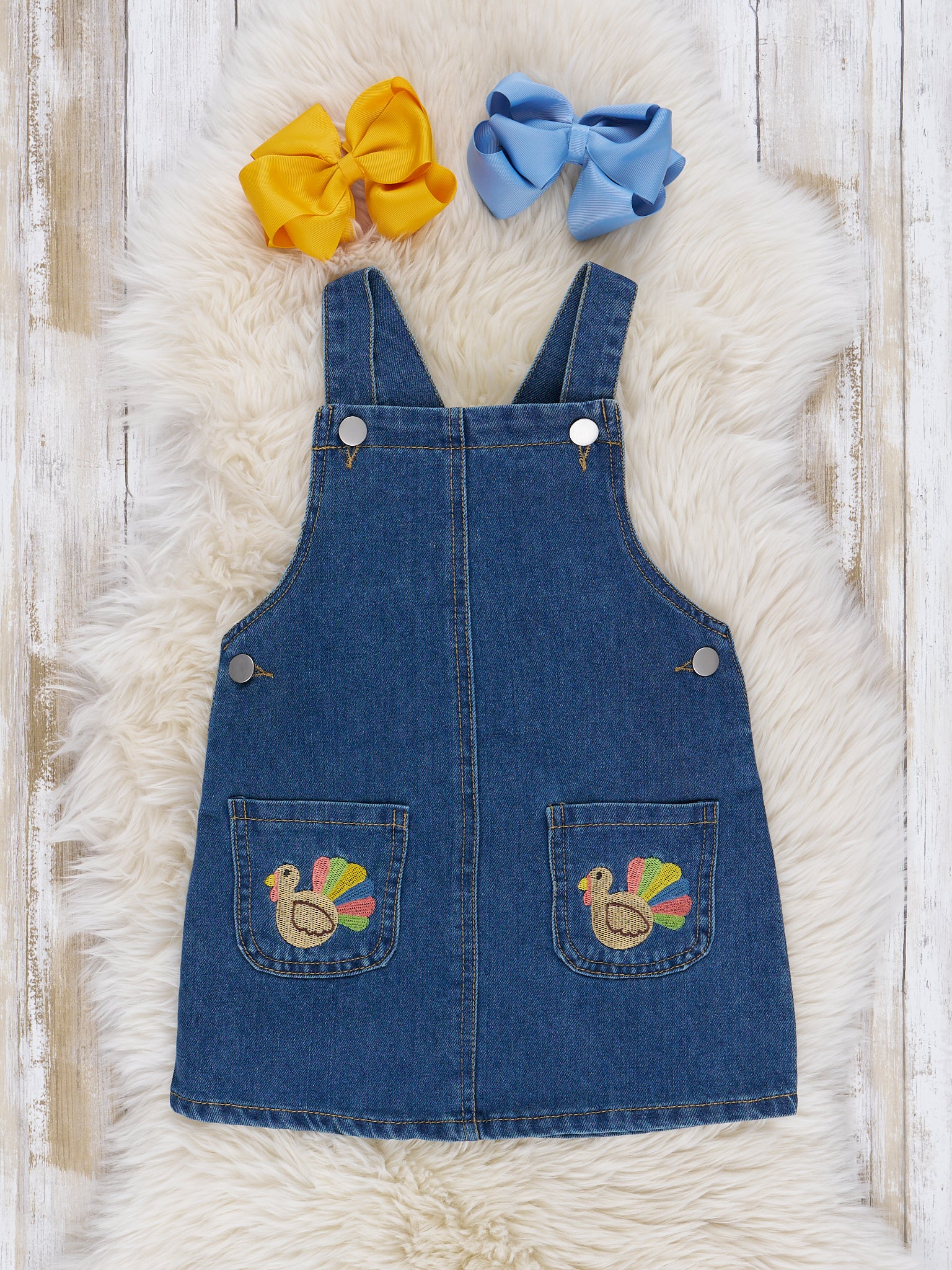 Embroidered Thanksgiving Overall Set - Marie Nicole Clothing