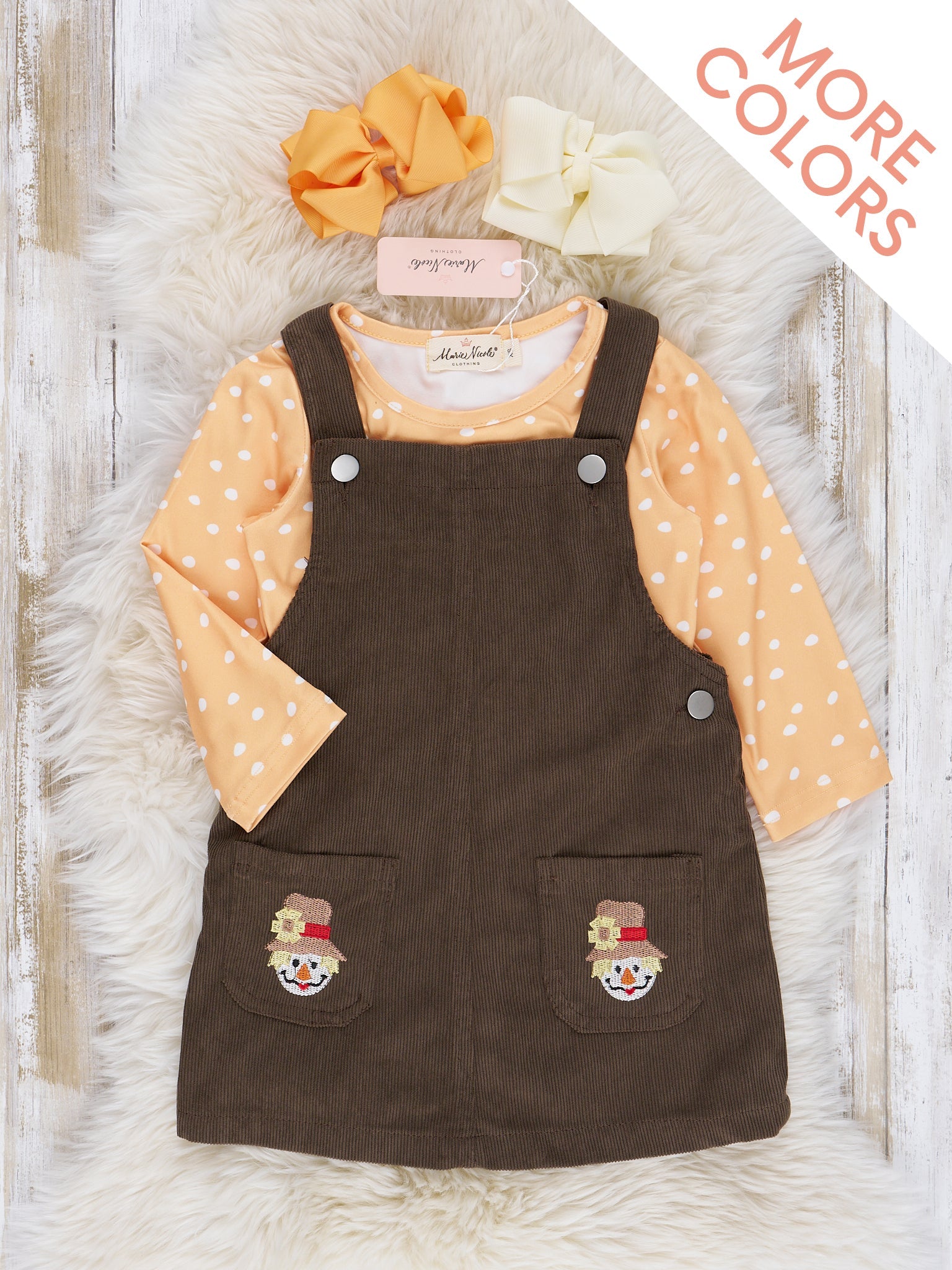Embroidered Thanksgiving Overall Set - Marie Nicole Clothing
