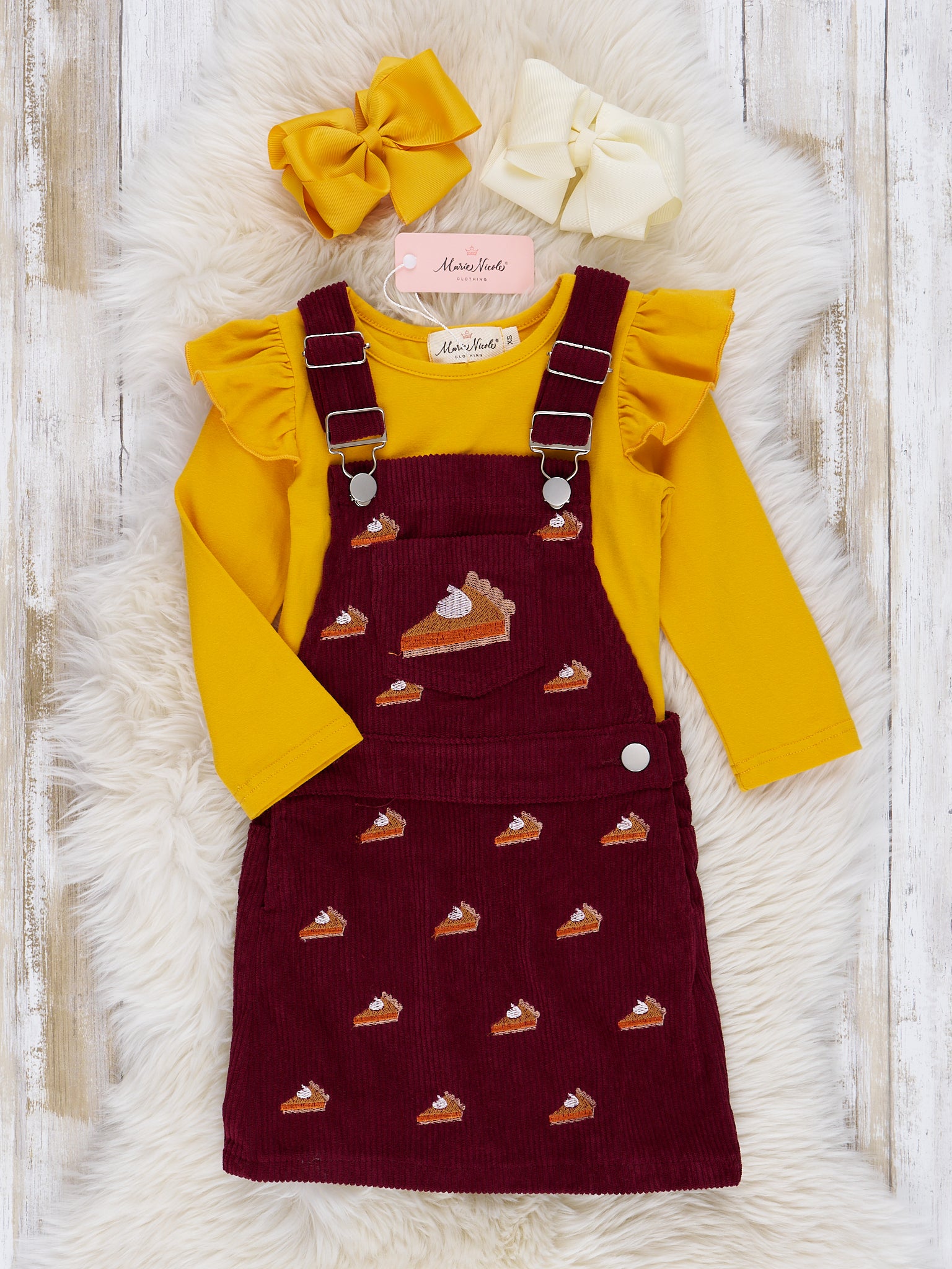 Corduroy Embroidered Overall Set - Marie Nicole Clothing