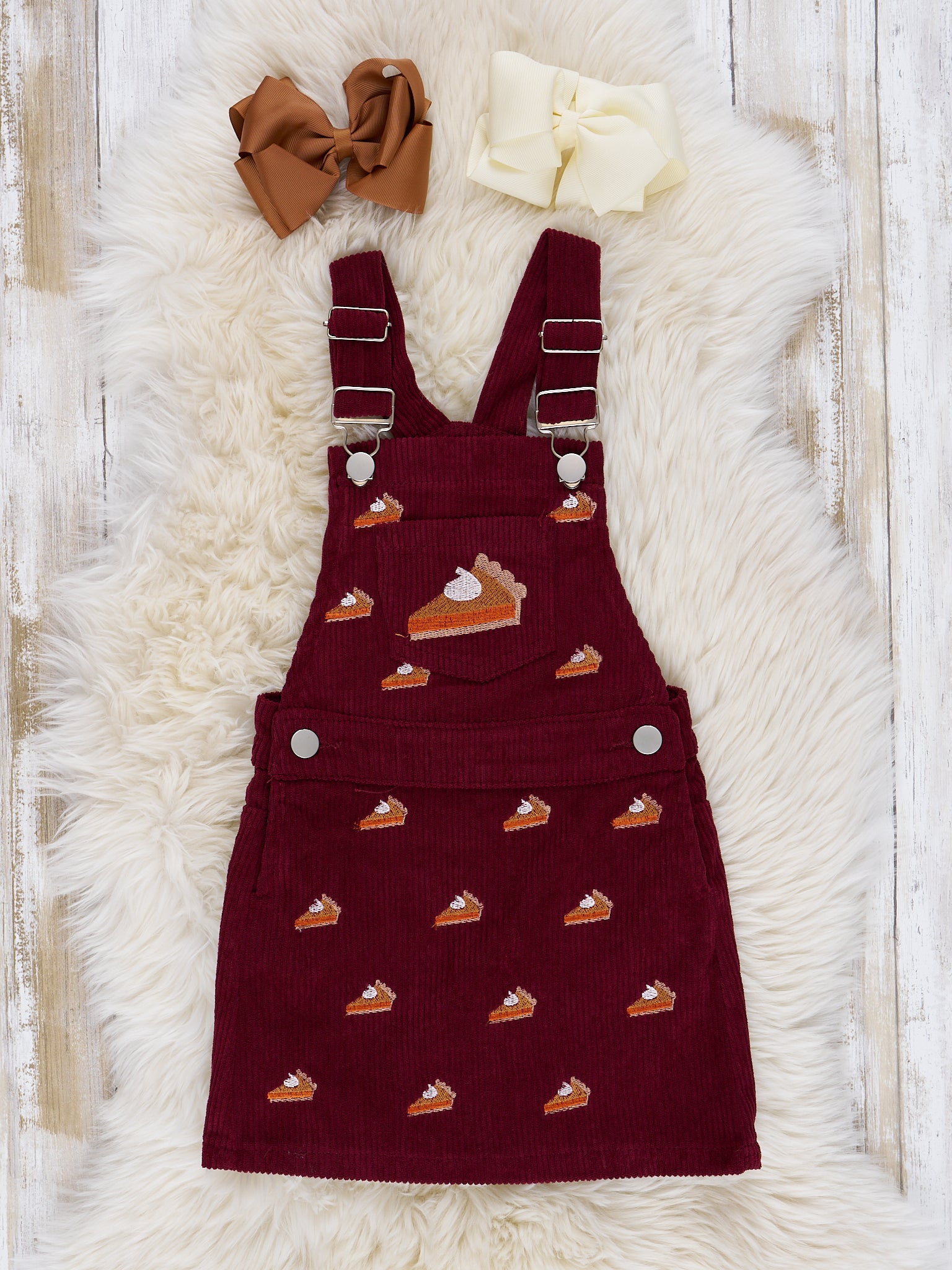 Corduroy Embroidered Overall Set - Marie Nicole Clothing