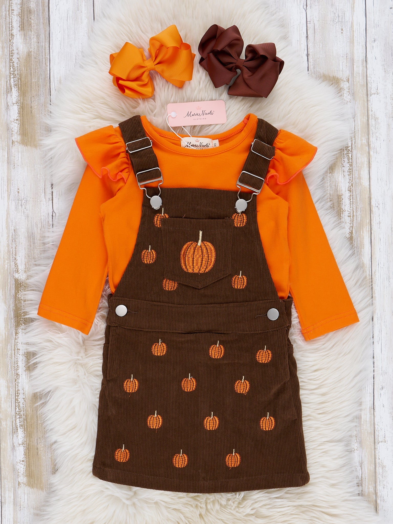 Corduroy Embroidered Overall Set - Marie Nicole Clothing