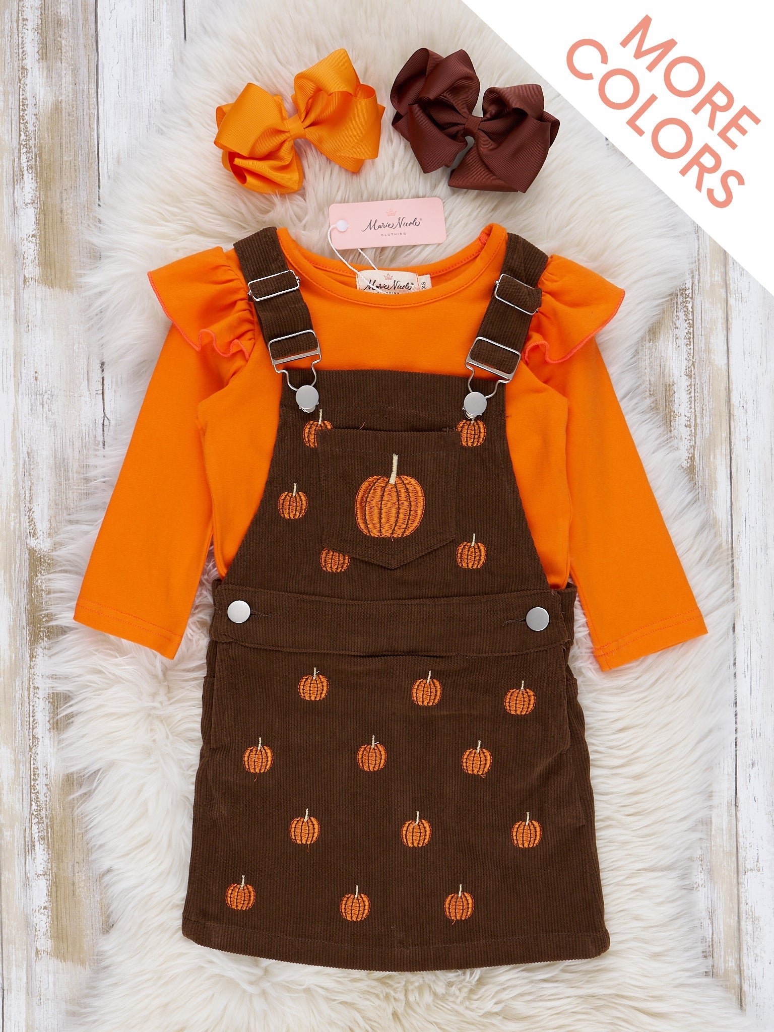 Corduroy Embroidered Overall Set - Marie Nicole Clothing