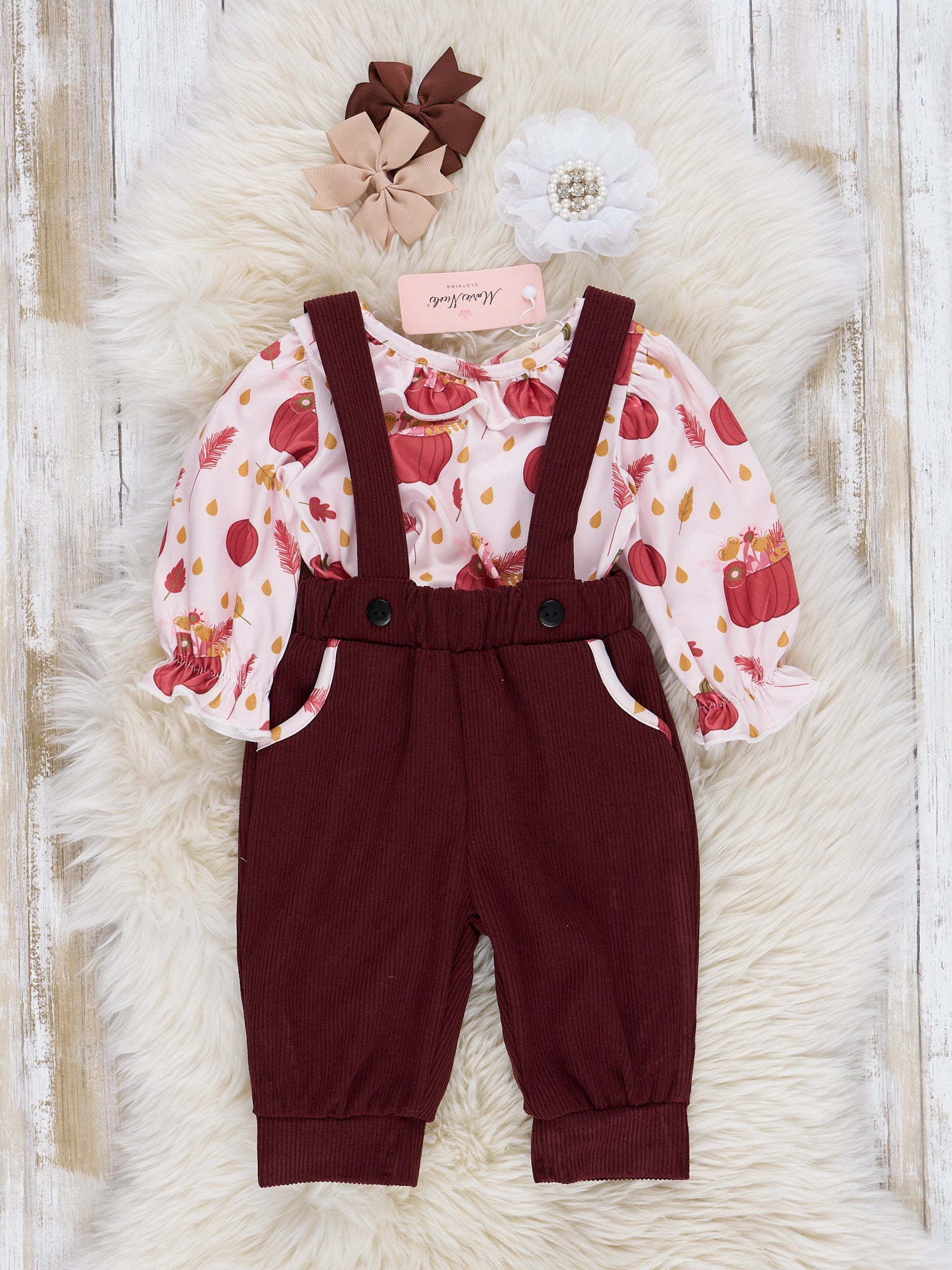Autumn Ruffle Overall Set - Marie Nicole Clothing