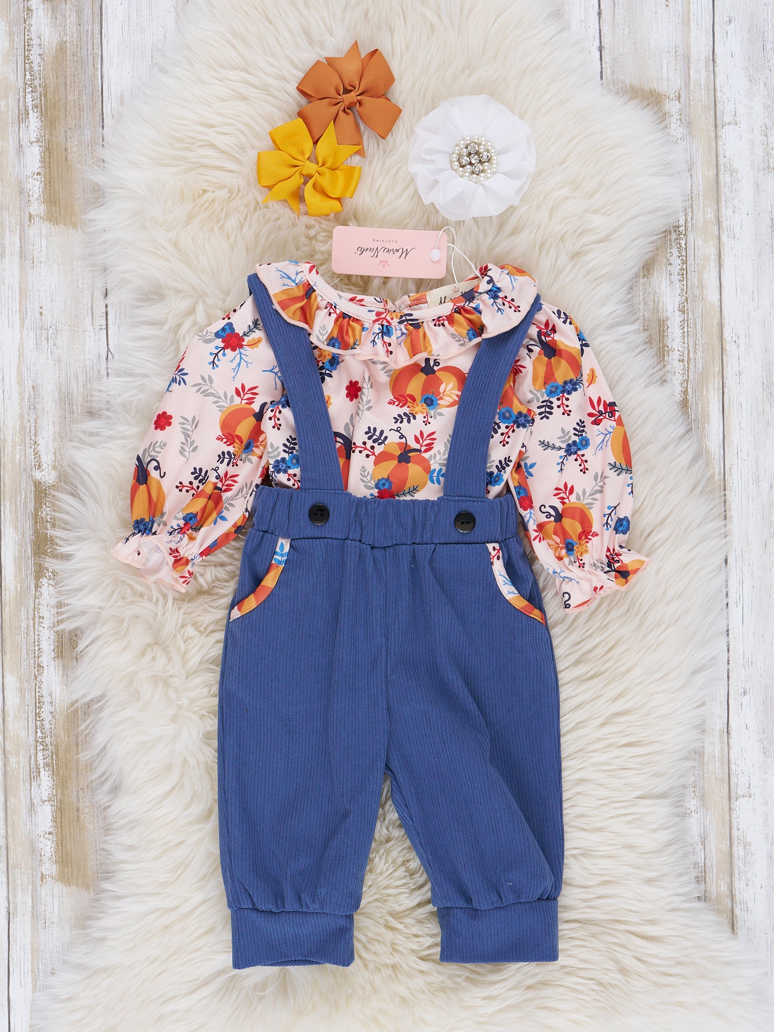 Autumn Ruffle Overall Set - Marie Nicole Clothing