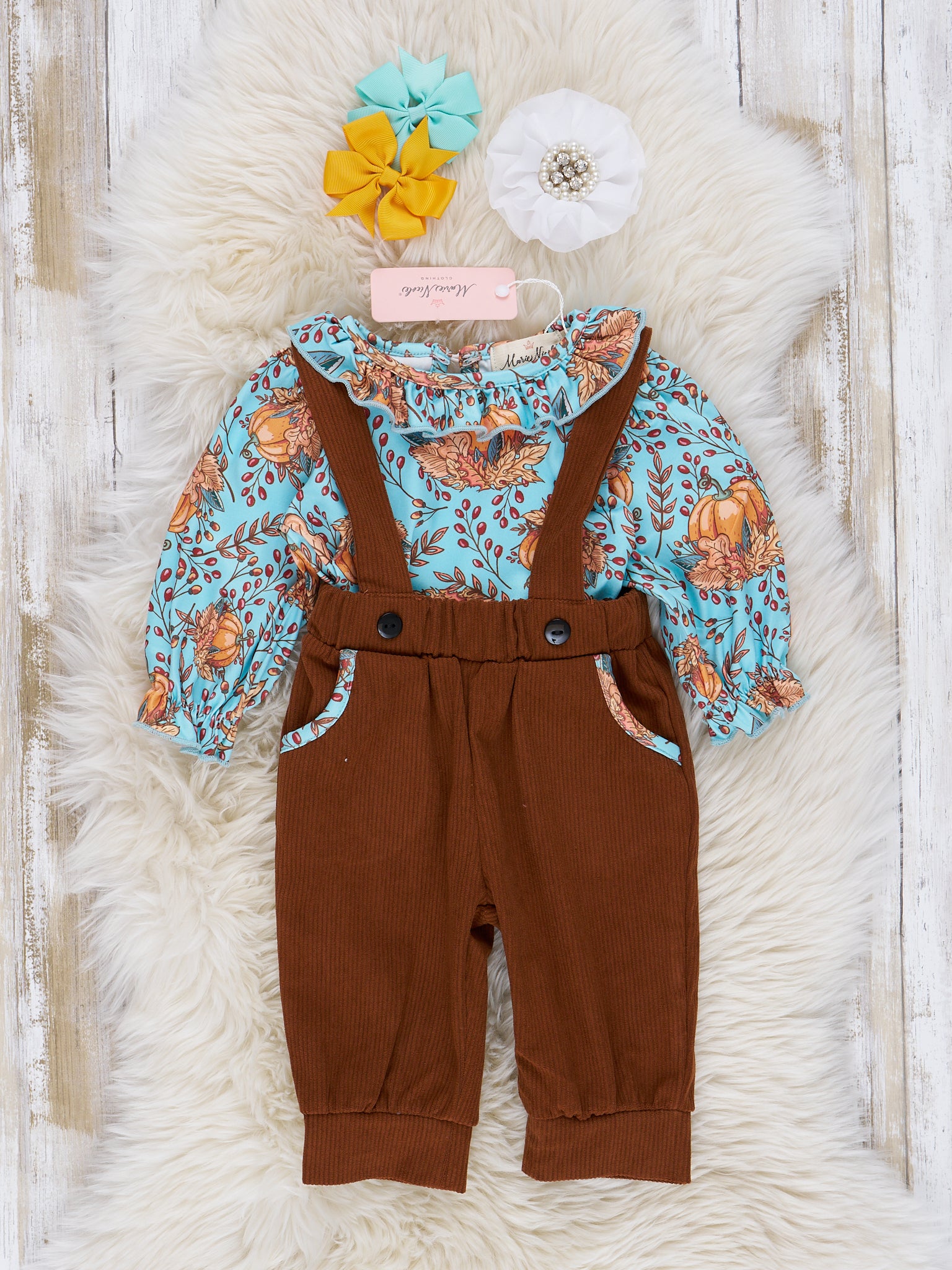 Autumn Ruffle Overall Set - Marie Nicole Clothing