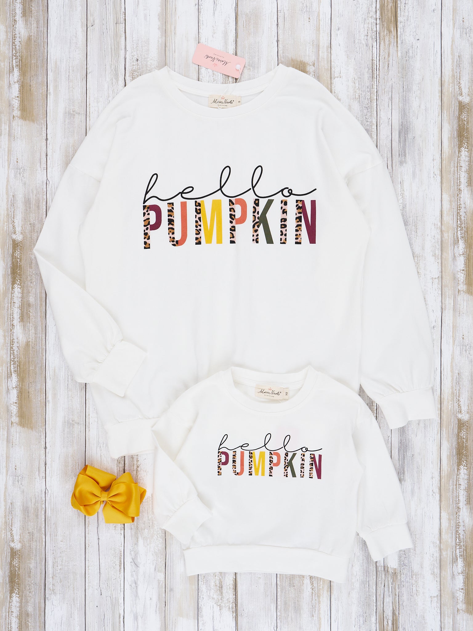 Mom & Me White "Hello Pumpkin" Crew Neck - Marie Nicole Clothing