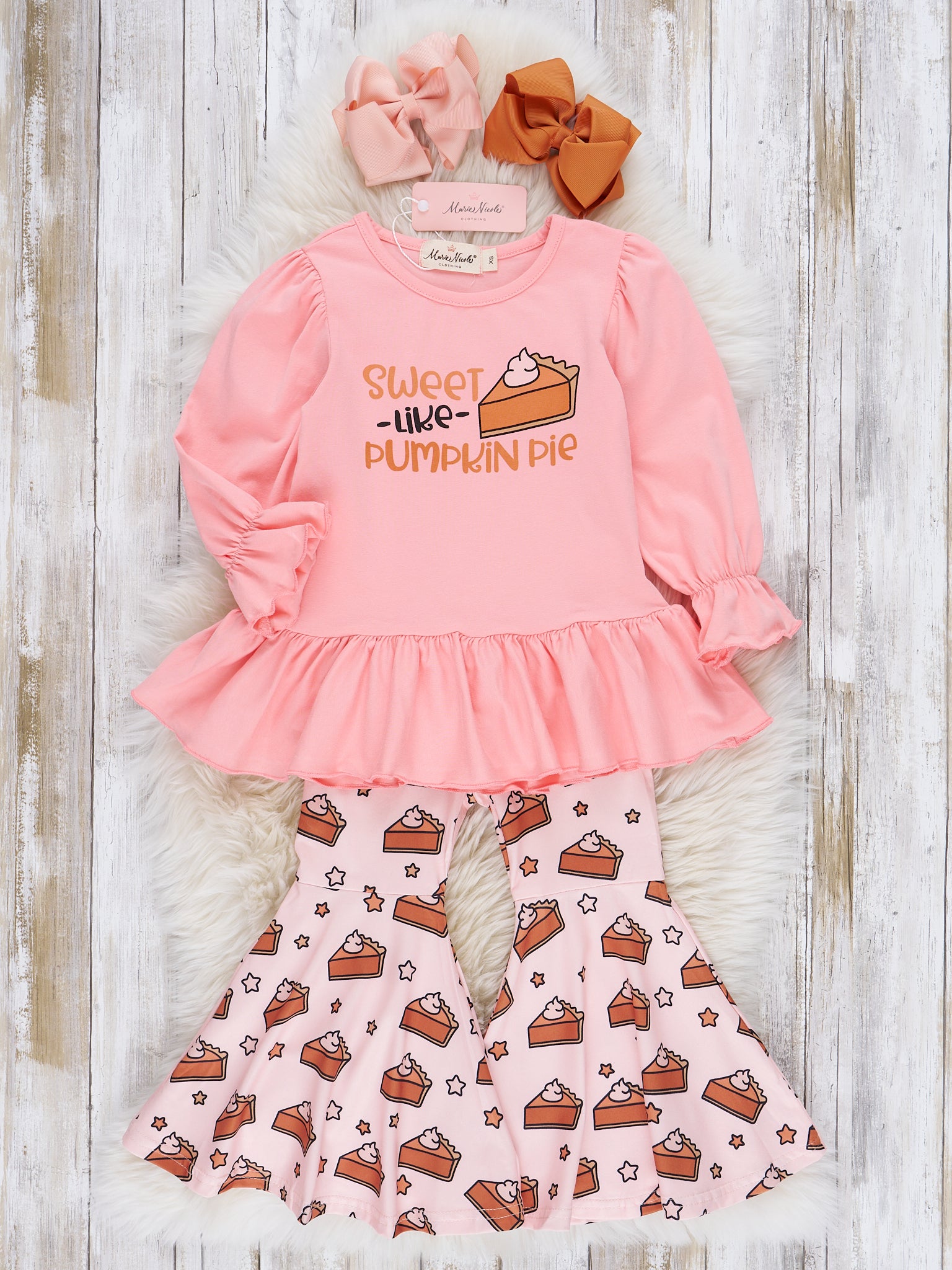 Sweet Pumpkin Pie Ruffle Bell Bottom Outfit - Marie Nicole Clothing