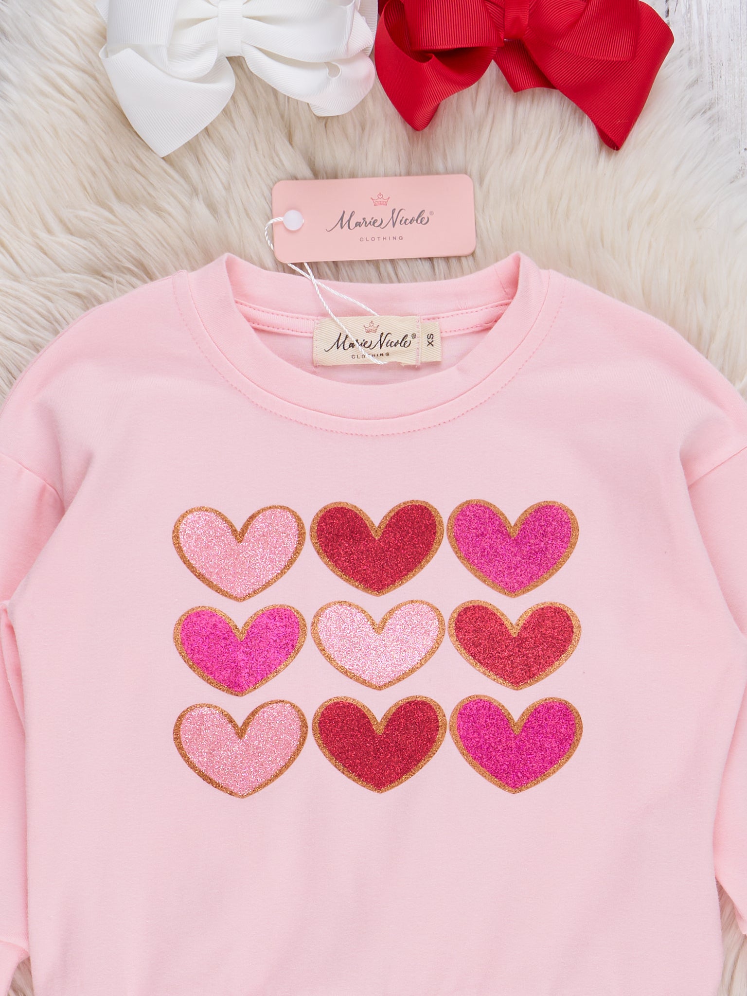Pink Hearts Bell Bottoms Outfit - Marie Nicole Clothing