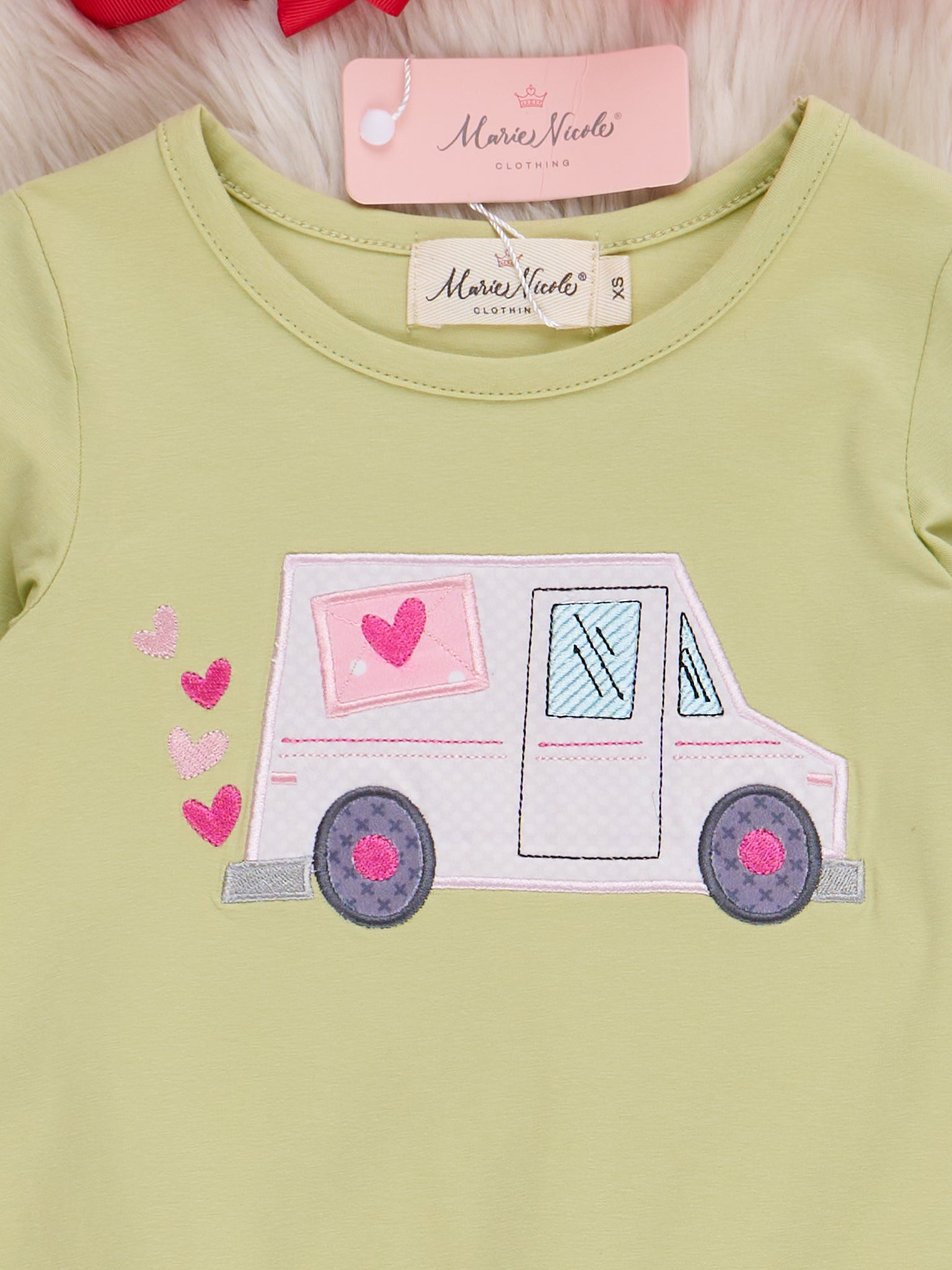 Lime Embroidered Love Mail Ruffle Outfit - Marie Nicole Clothing