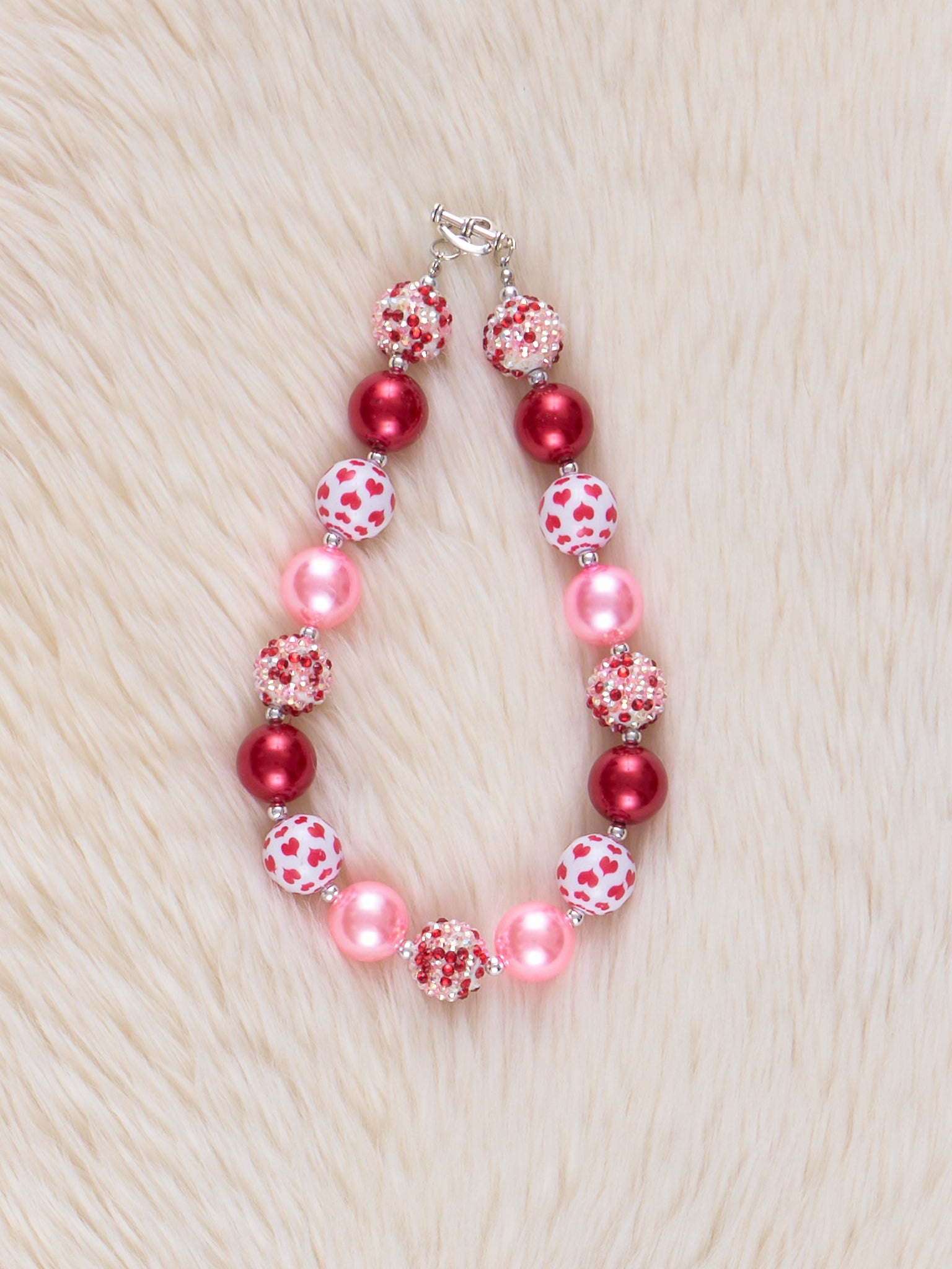 Pink & Red Sparkle Bubblegum Necklace - Marie Nicole Clothing