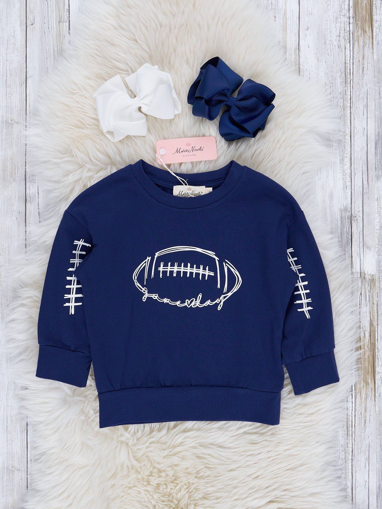 Mom & Me Navy Blue "Game Day" Crew Neck - Marie Nicole Clothing