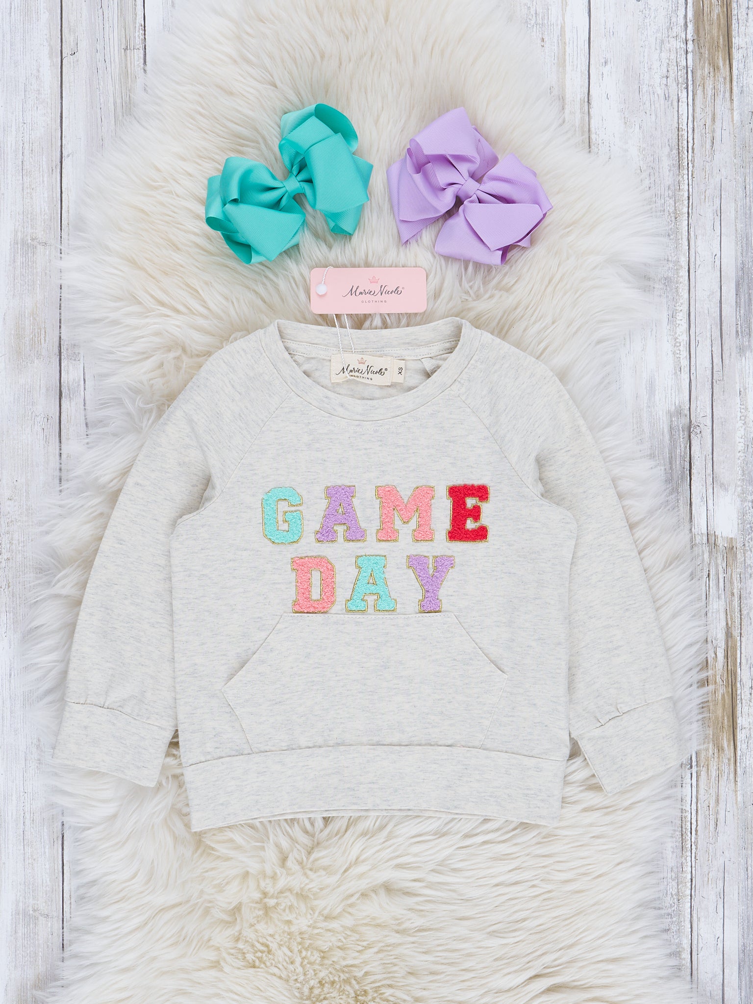 Mom & Me "Game Day" Puff Letter Crew Neck - Marie Nicole Clothing