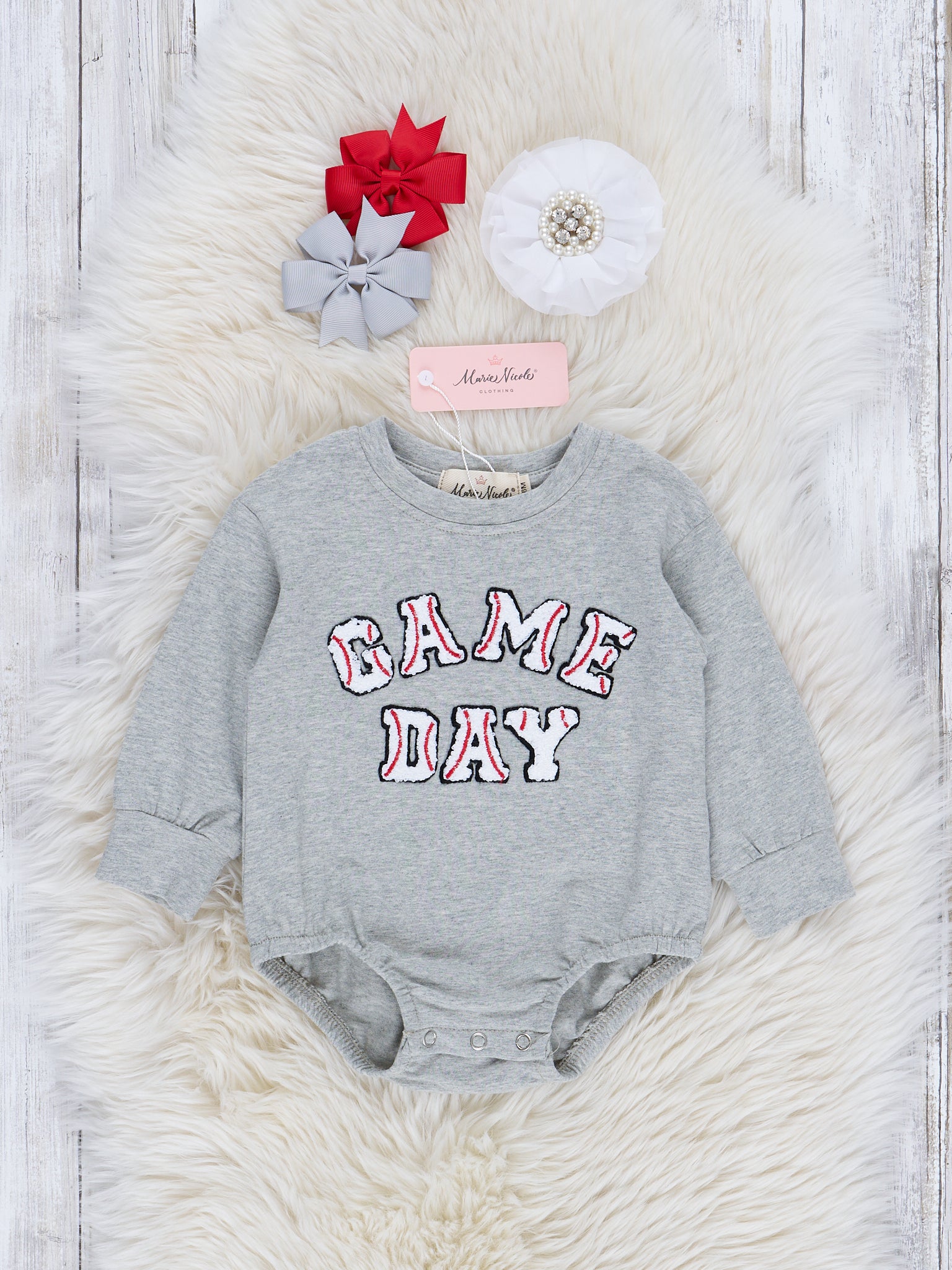 Mom & Me Grey Baseball "Game Day" Crew Neck - Marie Nicole Clothing