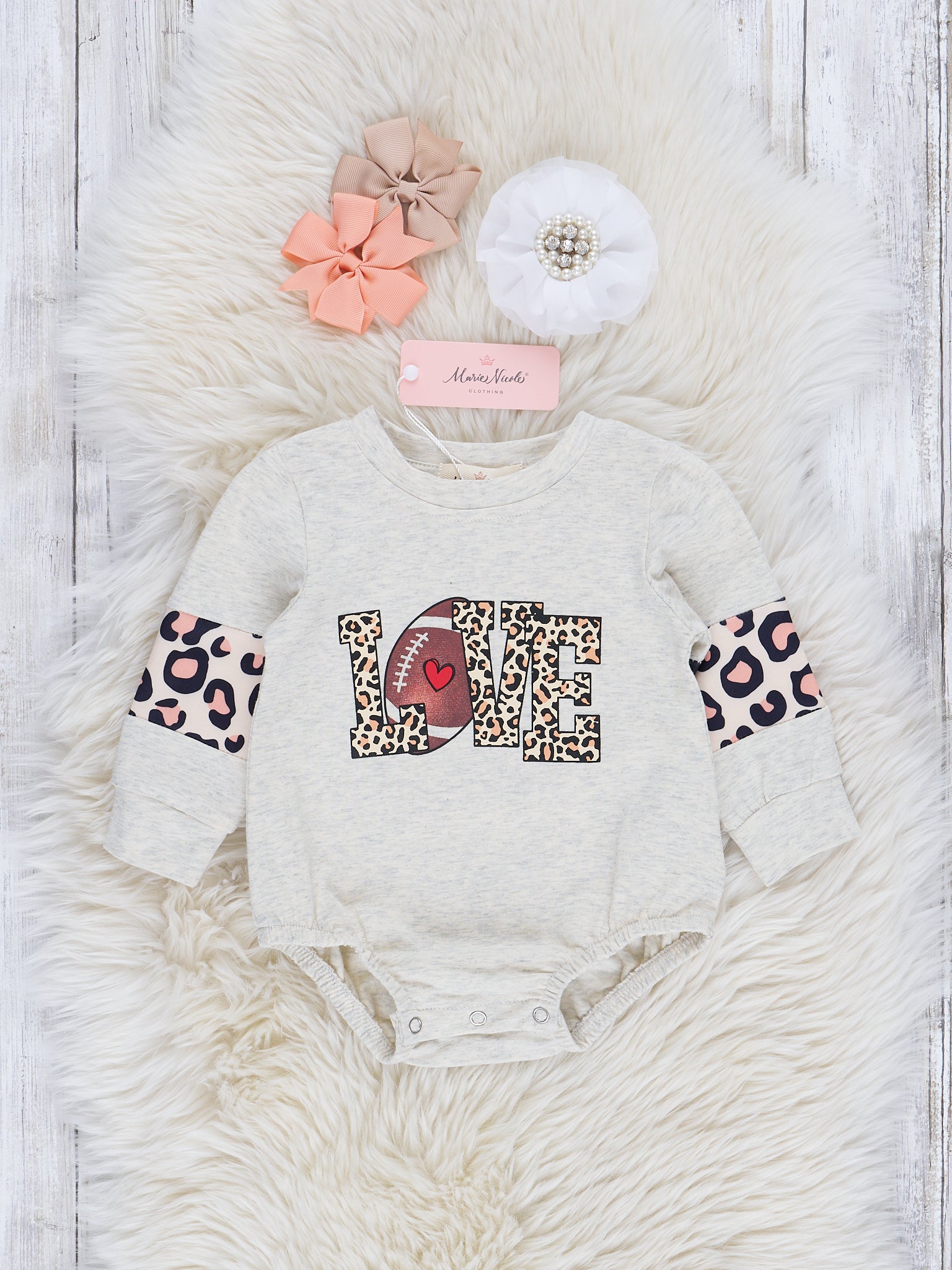 Mom & Me Heather Grey Football Love Crew Neck - Marie Nicole Clothing