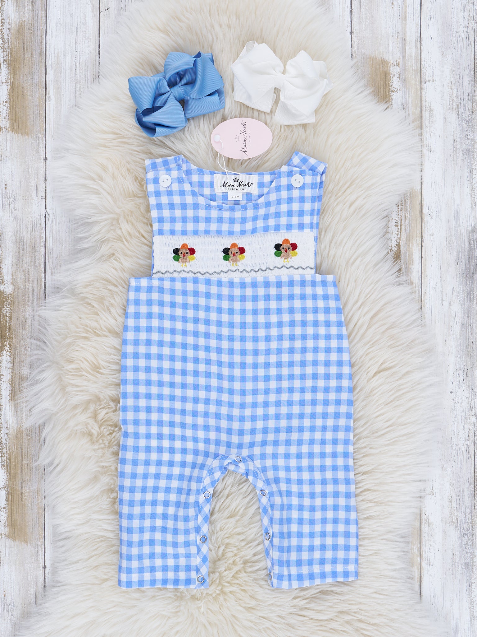 Blue Gingham Turkey Johnny - Marie Nicole Clothing