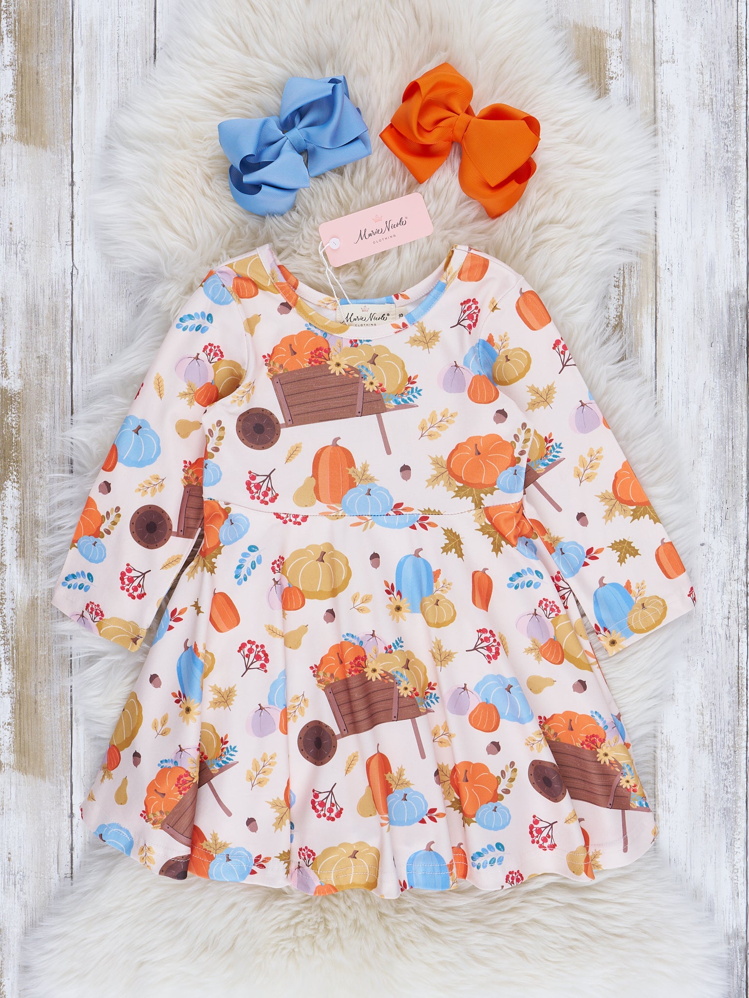 Beige Pumpkin Stand Swing Dress - Marie Nicole Clothing